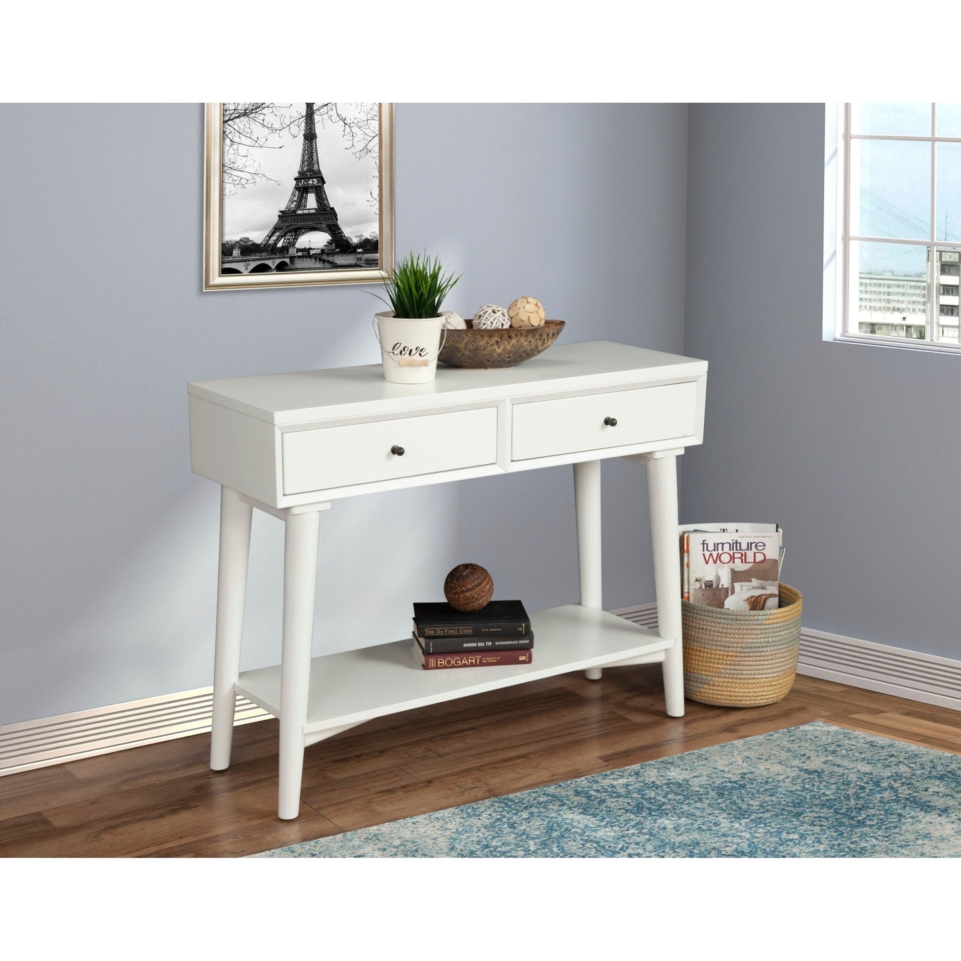 Flynn Console Table, White - Alpine Furniture