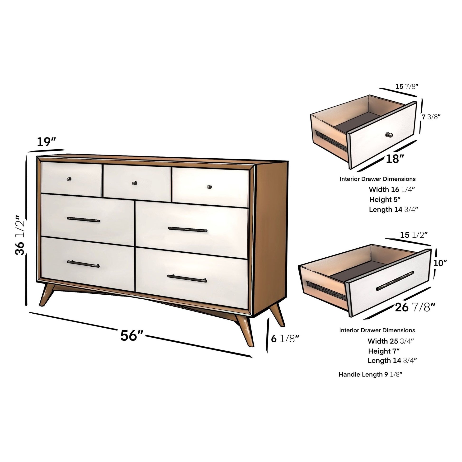 Flynn Dresser, Acorn/White - Alpine Furniture