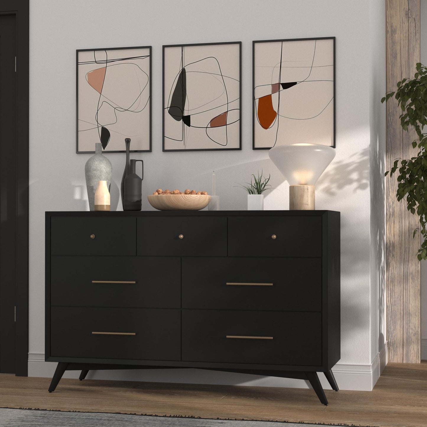 Flynn Dresser, Black - Alpine Furniture