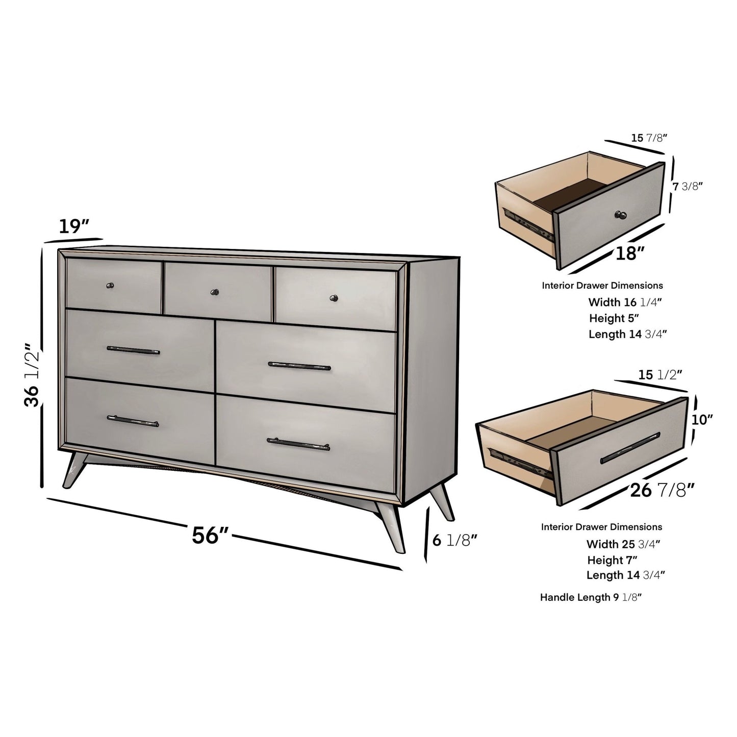 Flynn Dresser, Gray - Alpine Furniture