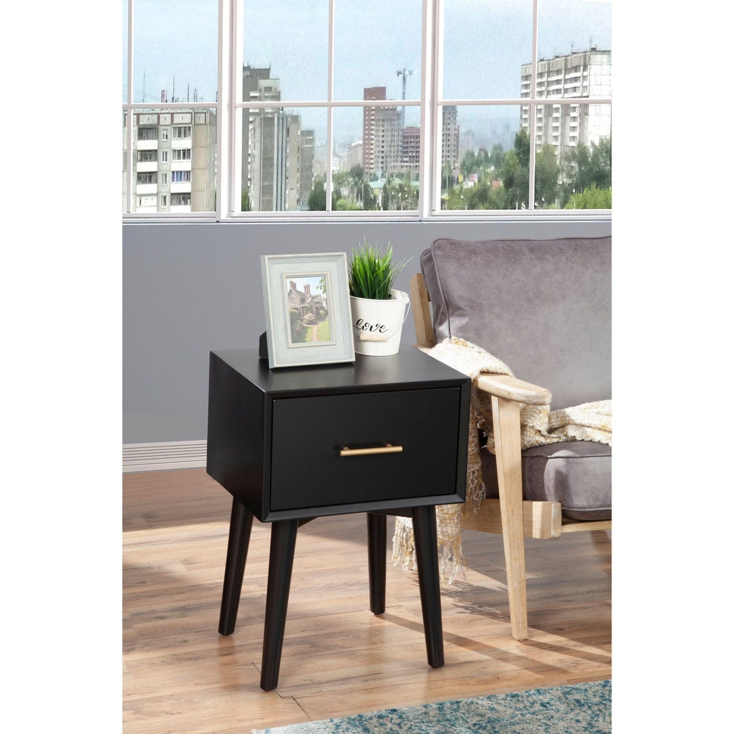 Flynn End Table, Black - Alpine Furniture