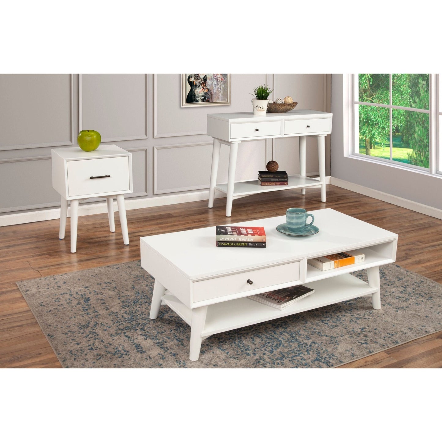 Flynn End Table, White - Alpine Furniture