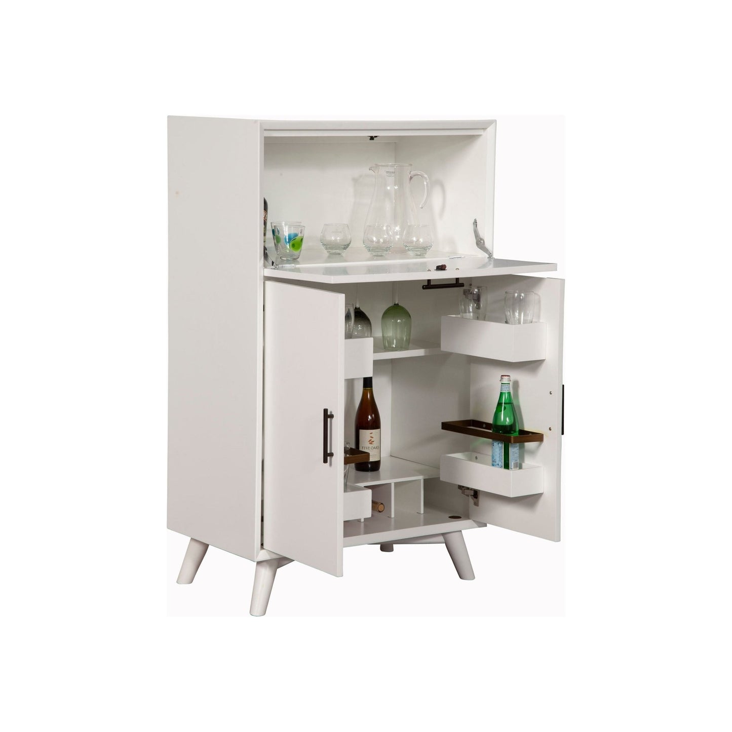 Flynn Large Bar Cabinet, White - Alpine Furniture