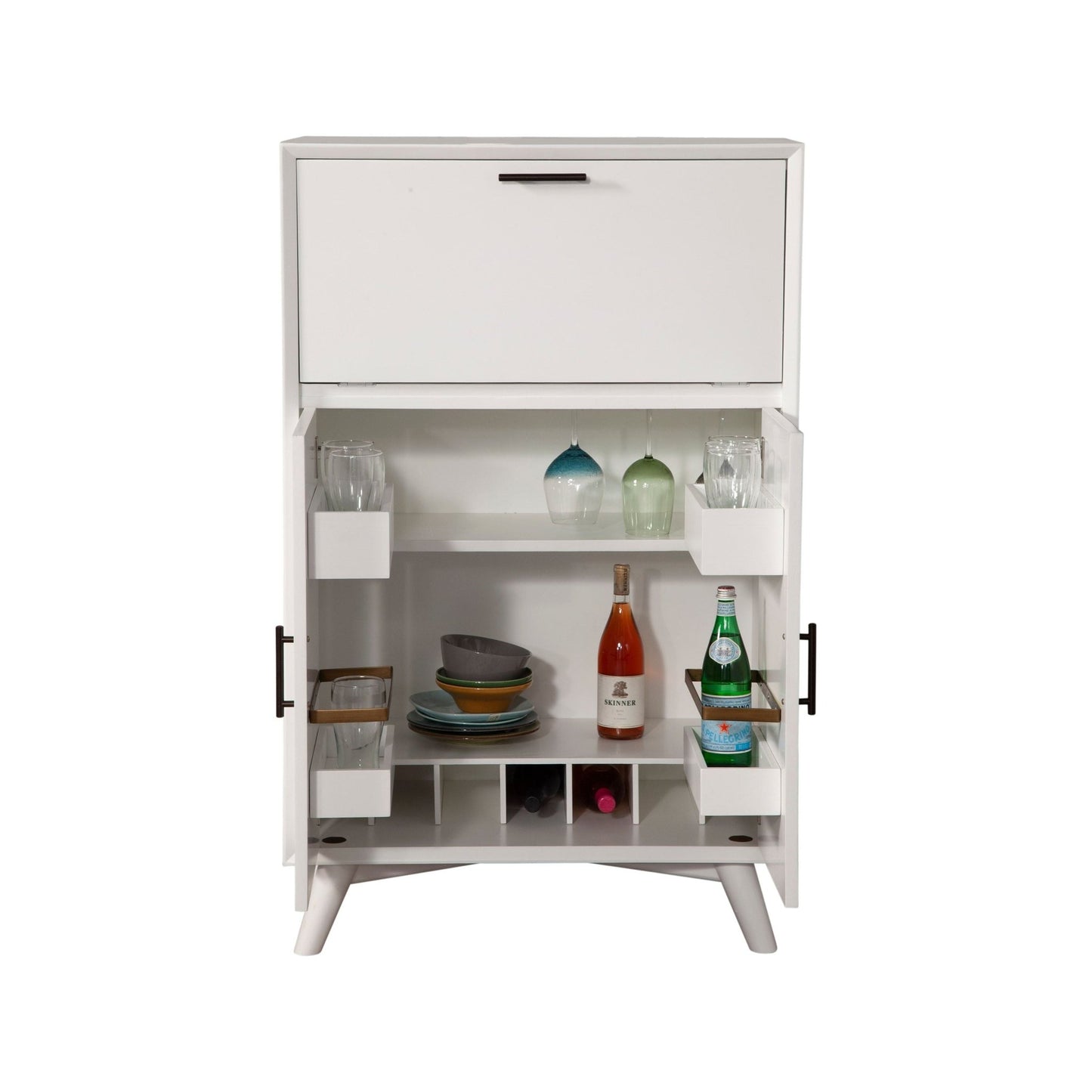 Flynn Large Bar Cabinet, White - Alpine Furniture