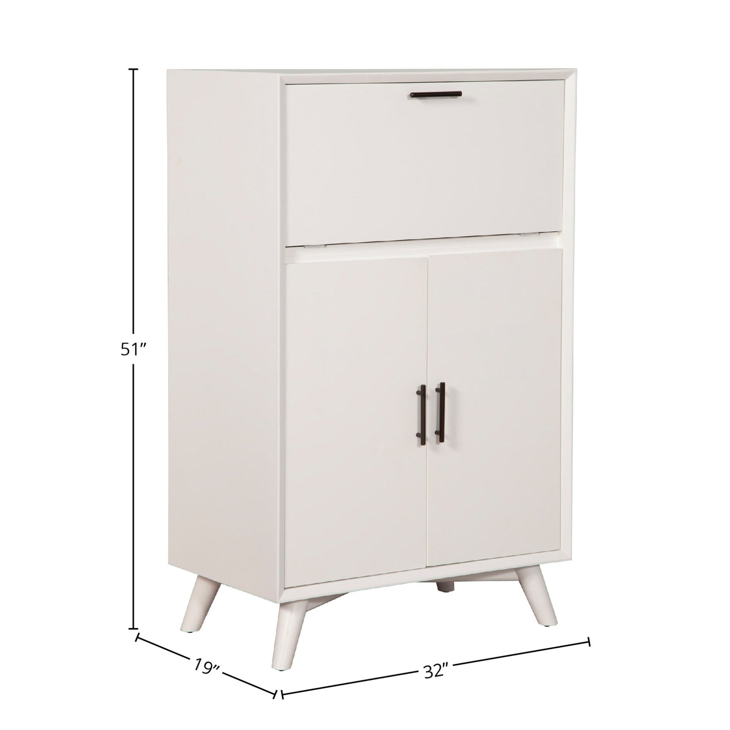 Flynn Large Bar Cabinet, White - Alpine Furniture