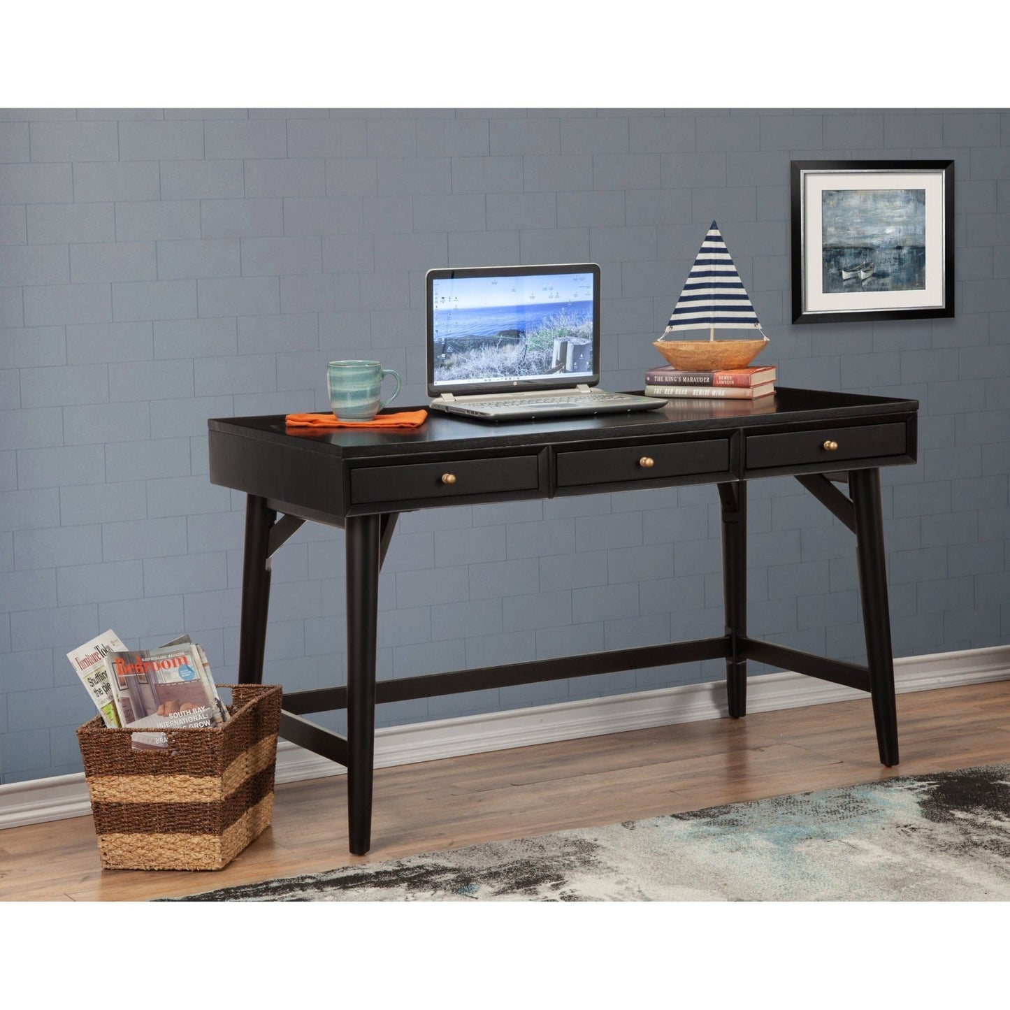 Flynn Large Desk, Black - Alpine Furniture