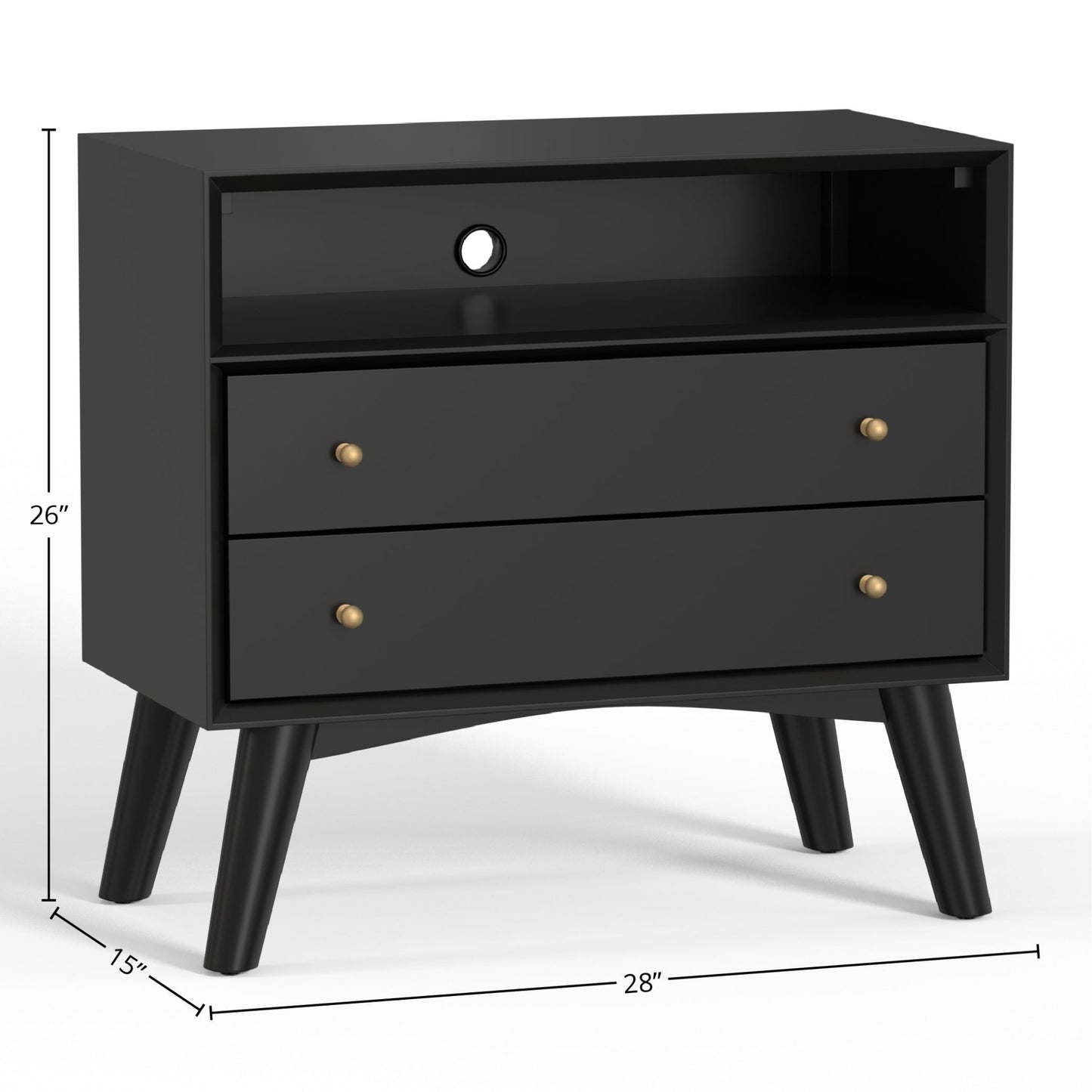 Flynn Large Nightstand, Black - Alpine Furniture