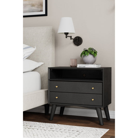 Flynn Large Nightstand, Black - Alpine Furniture