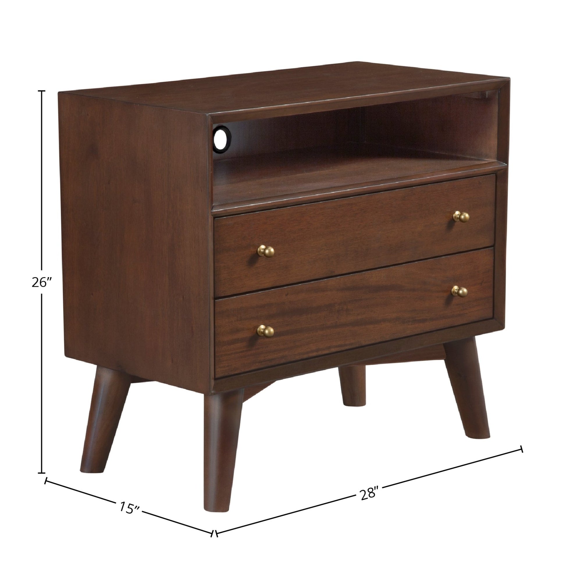 Flynn Large Nightstand, Walnut - Alpine Furniture