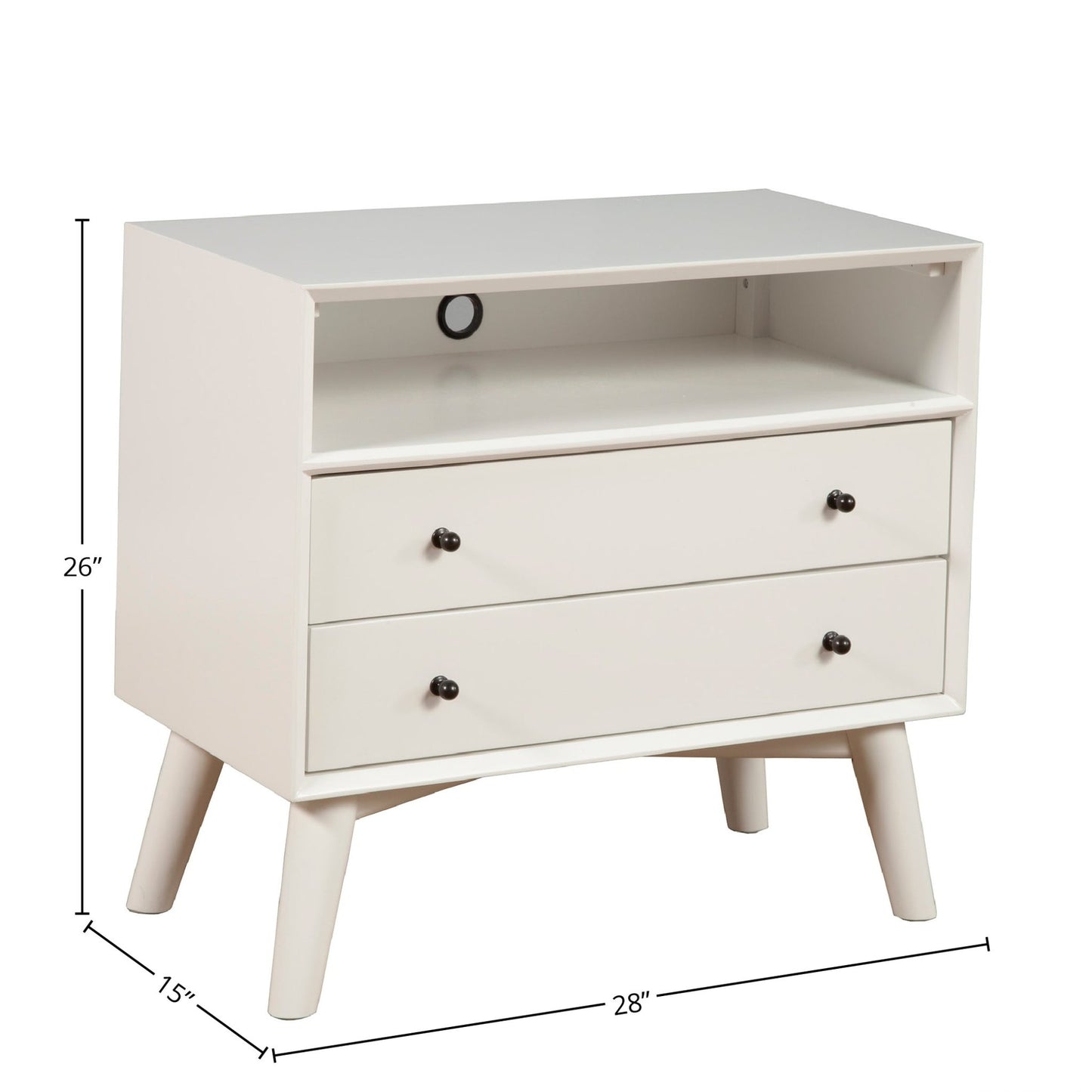 Flynn Large Nightstand, White - Alpine Furniture