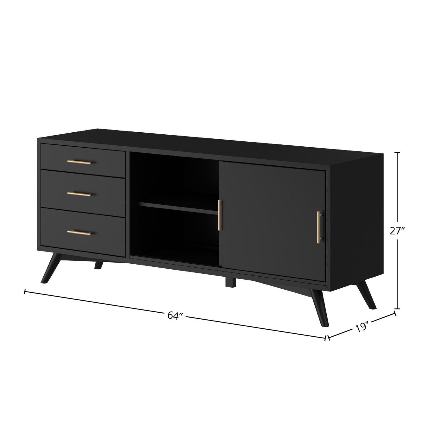 Flynn Large TV Console, Black - Alpine Furniture