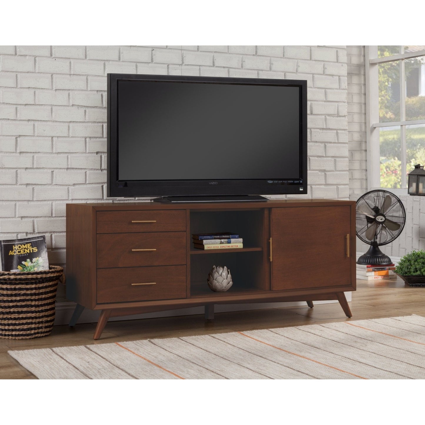 Flynn Large TV Console, Walnut - Alpine Furniture