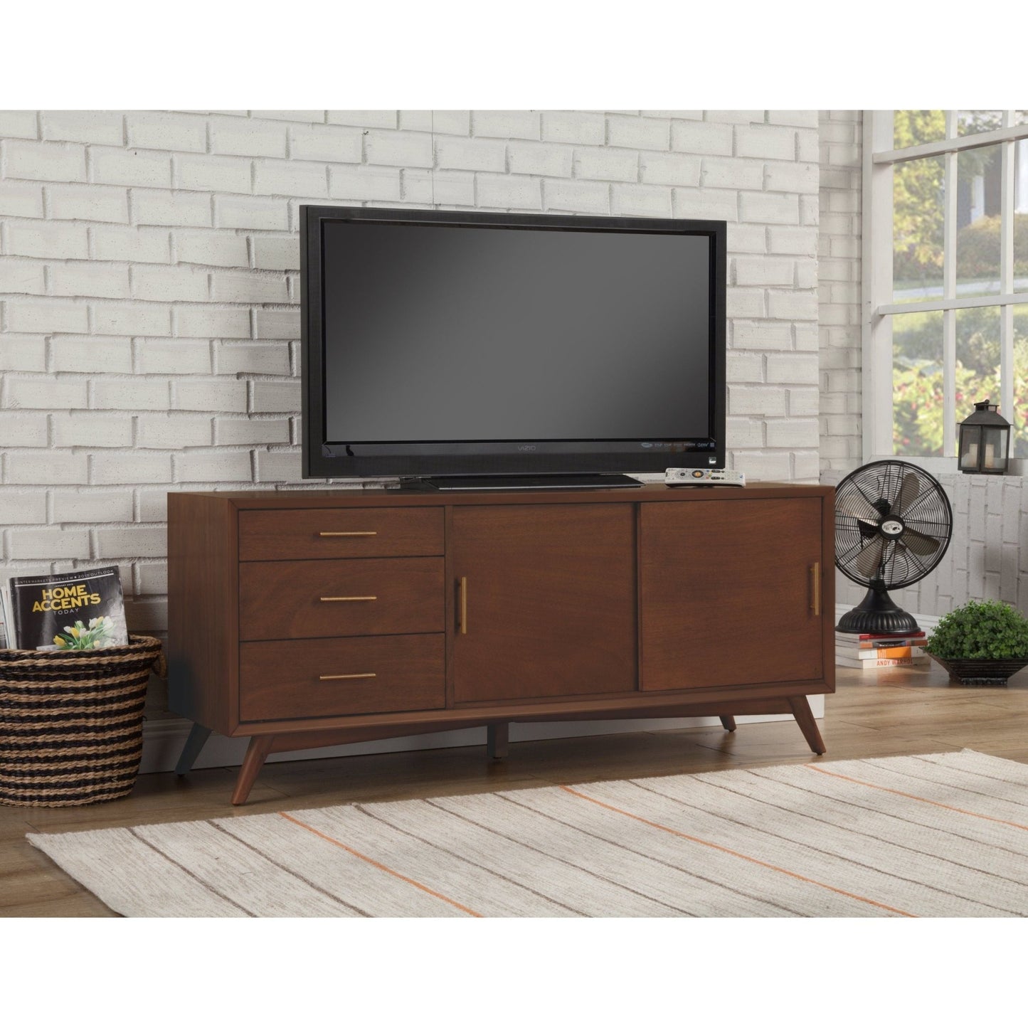 Flynn Large TV Console, Walnut - Alpine Furniture