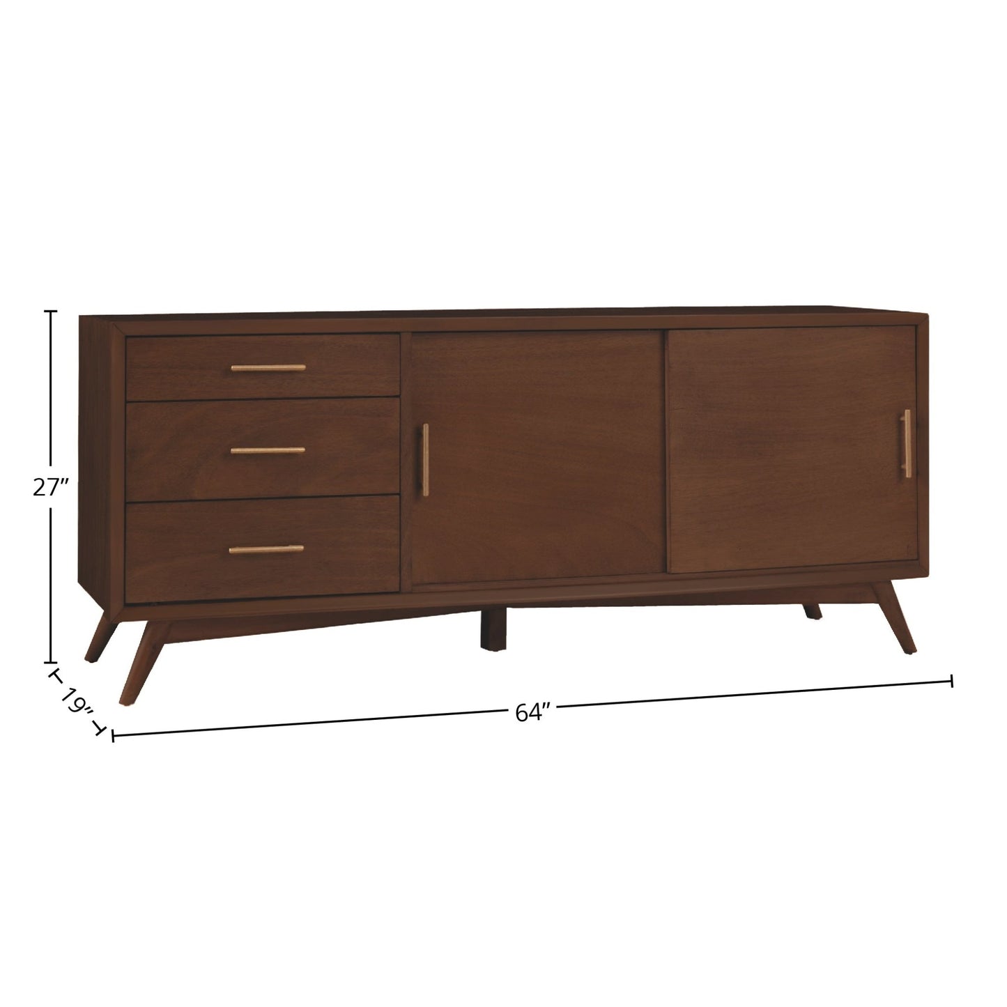 Flynn Large TV Console, Walnut - Alpine Furniture