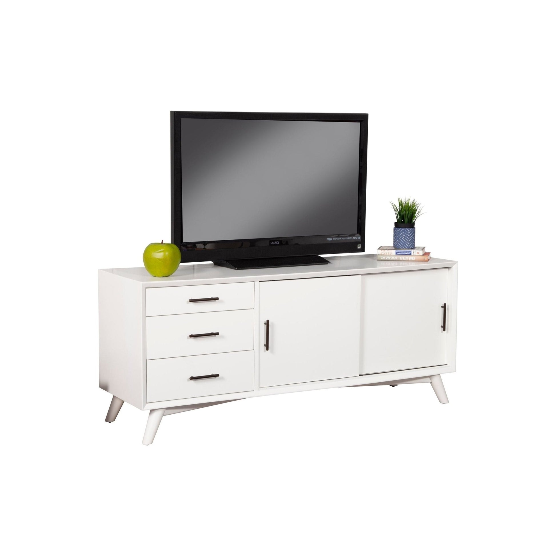Flynn Large TV Console, White - Alpine Furniture