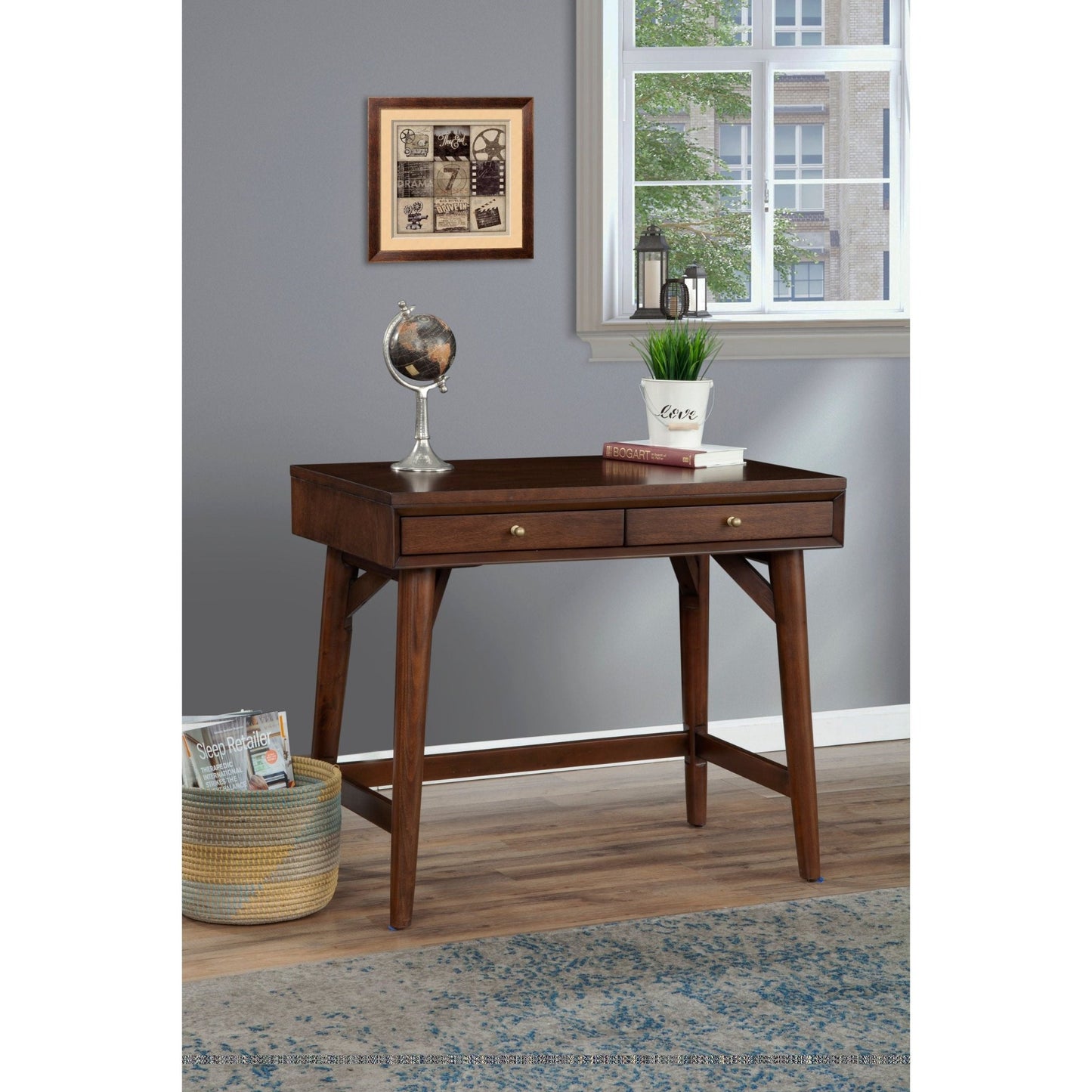 Flynn Mini Desk, Walnut - Alpine Furniture