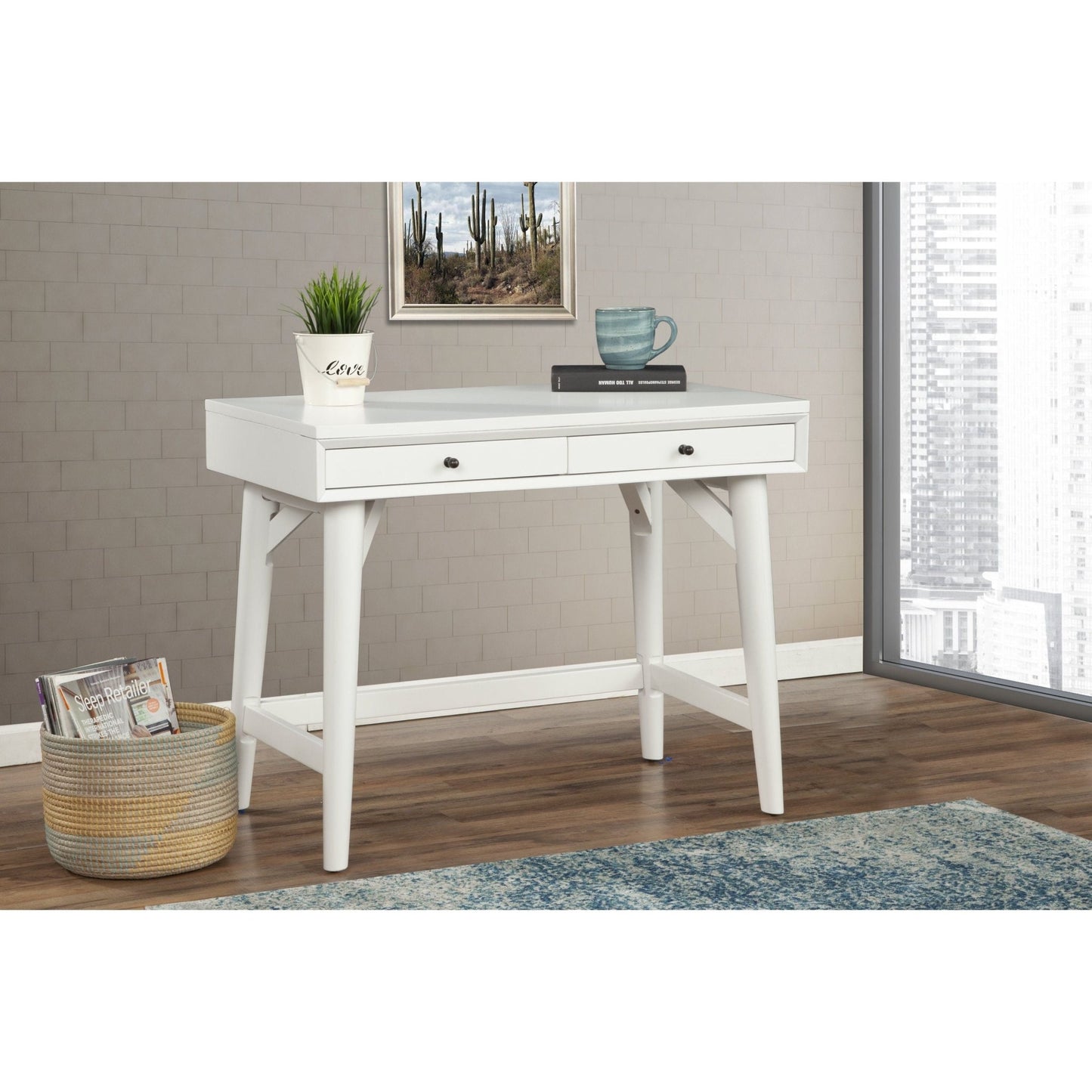 Flynn Mini Desk, White - Alpine Furniture