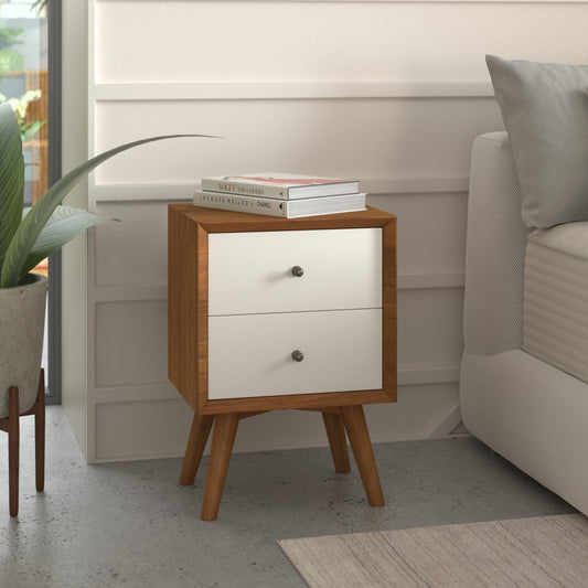 Flynn Nightstand, Acorn/White - Alpine Furniture