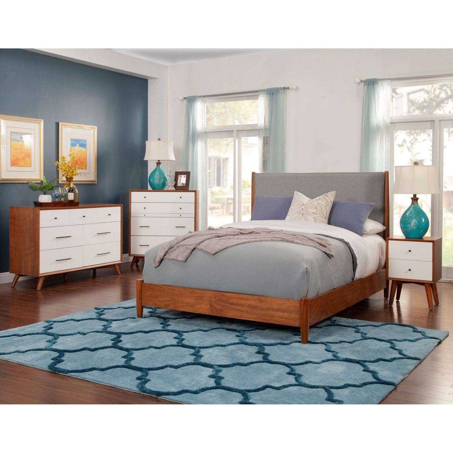 Flynn Nightstand, Acorn/White - Alpine Furniture