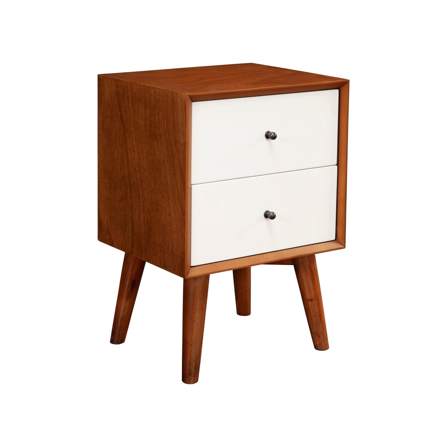 Flynn Nightstand, Acorn/White - Alpine Furniture