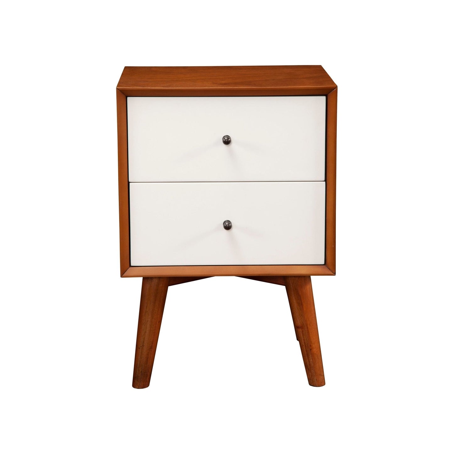 Flynn Nightstand, Acorn/White - Alpine Furniture