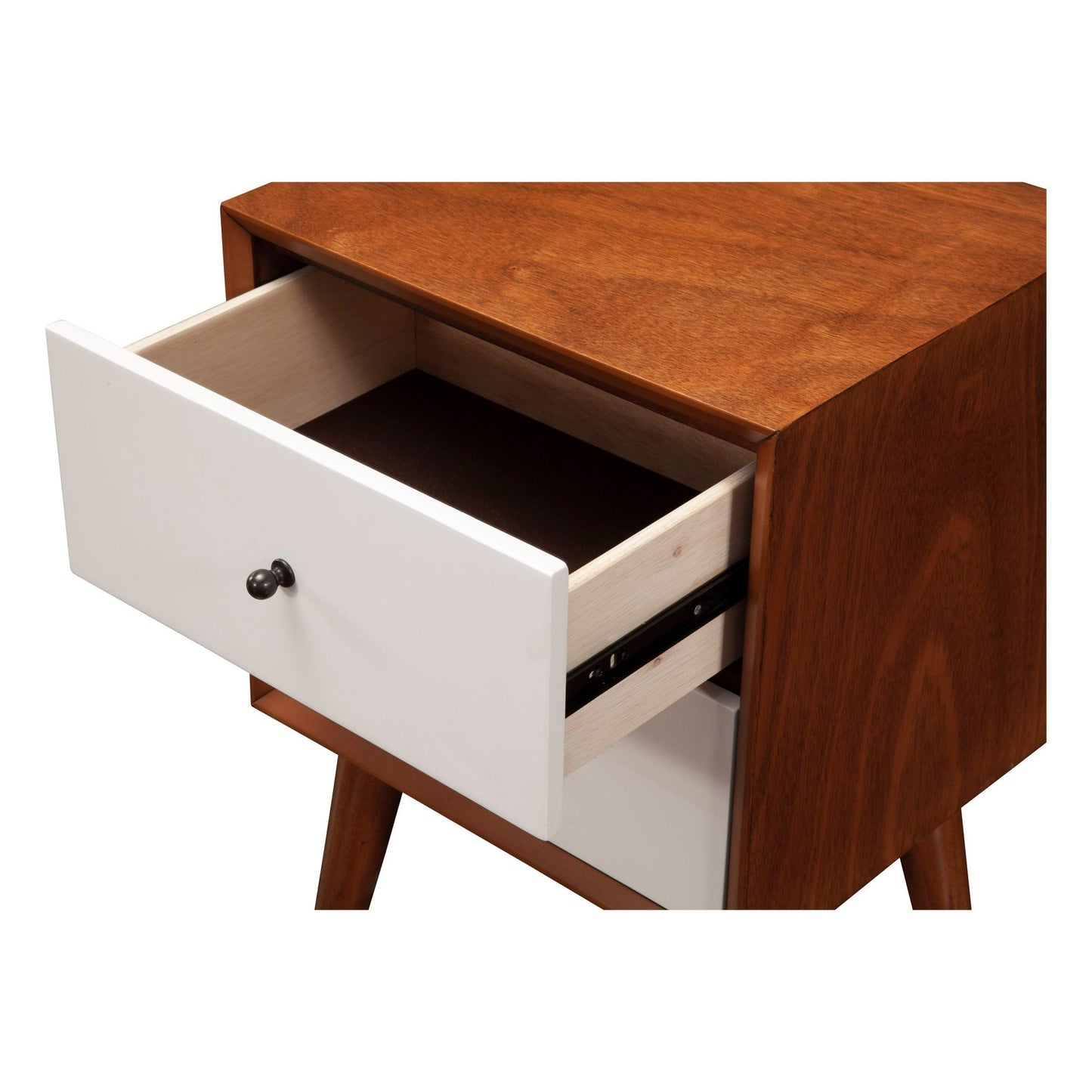 Flynn Nightstand, Acorn/White - Alpine Furniture