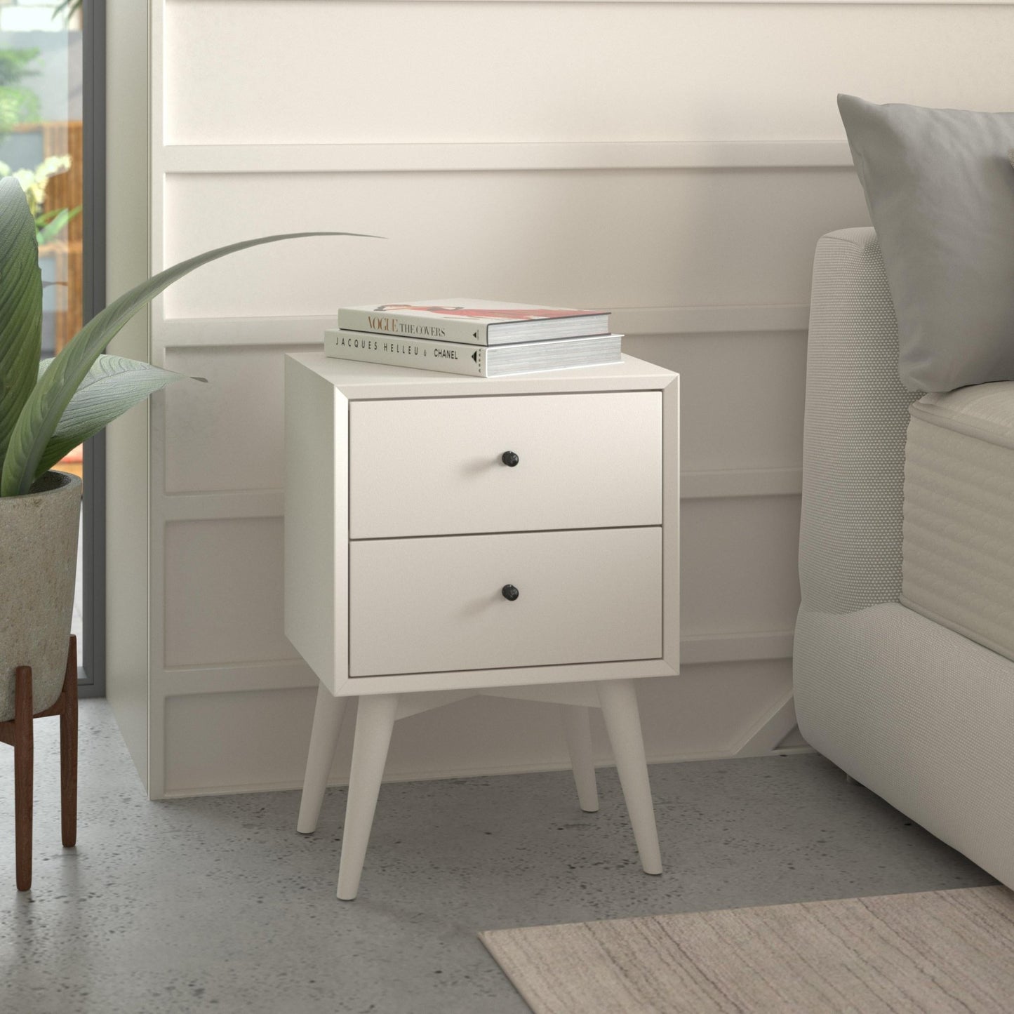 Flynn Nightstand, White - Alpine Furniture