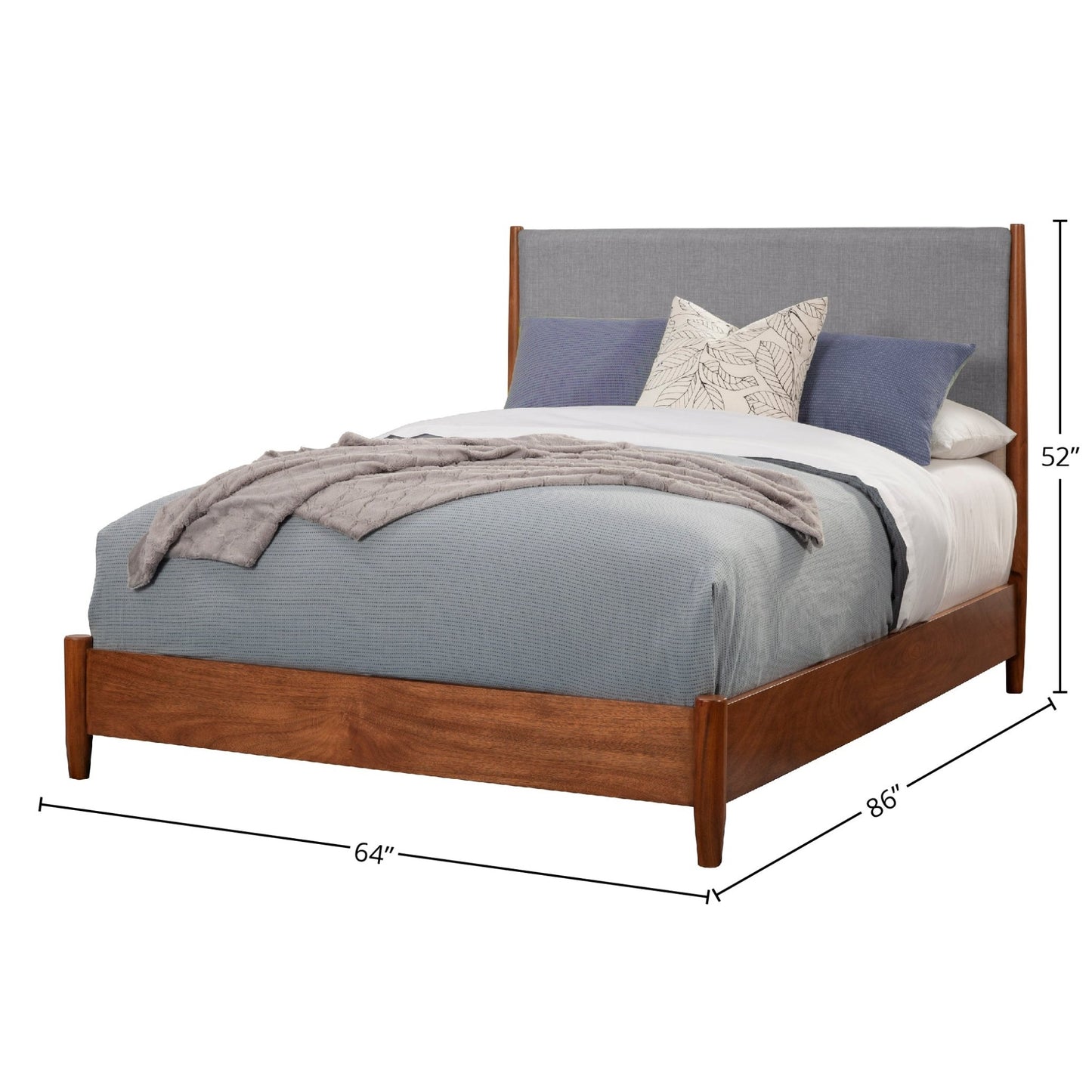 Flynn Panel Bed, Acorn/Grey - Alpine Furniture