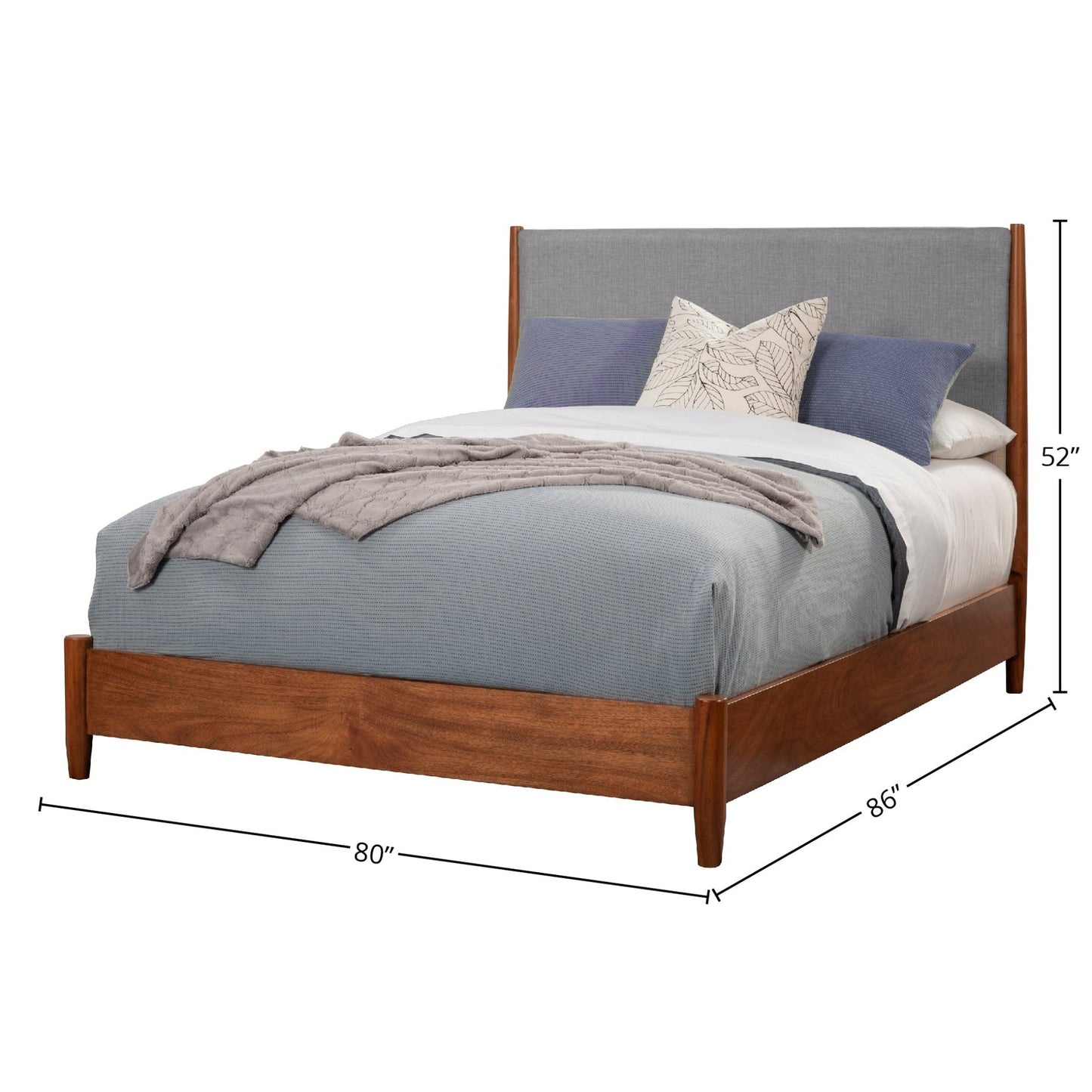 Flynn Panel Bed, Acorn/Grey - Alpine Furniture