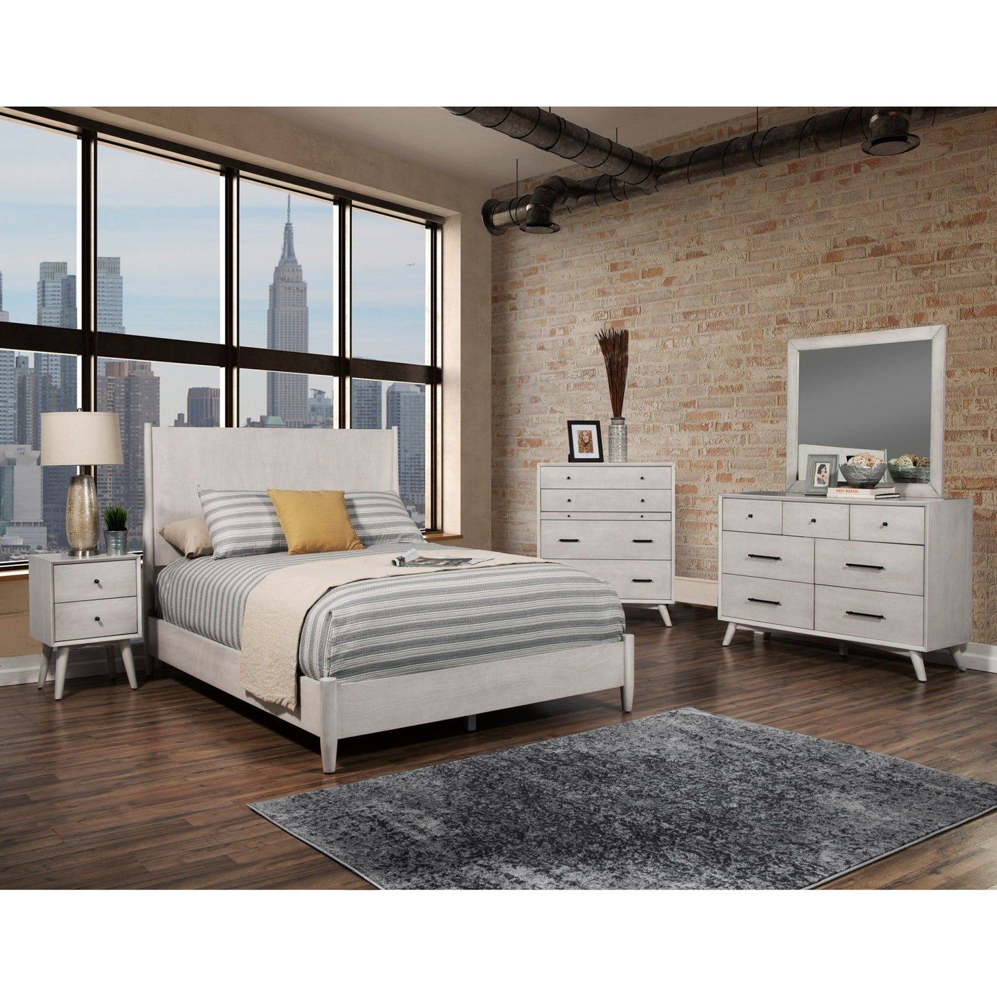 Flynn Panel Bed, Gray - Alpine Furniture