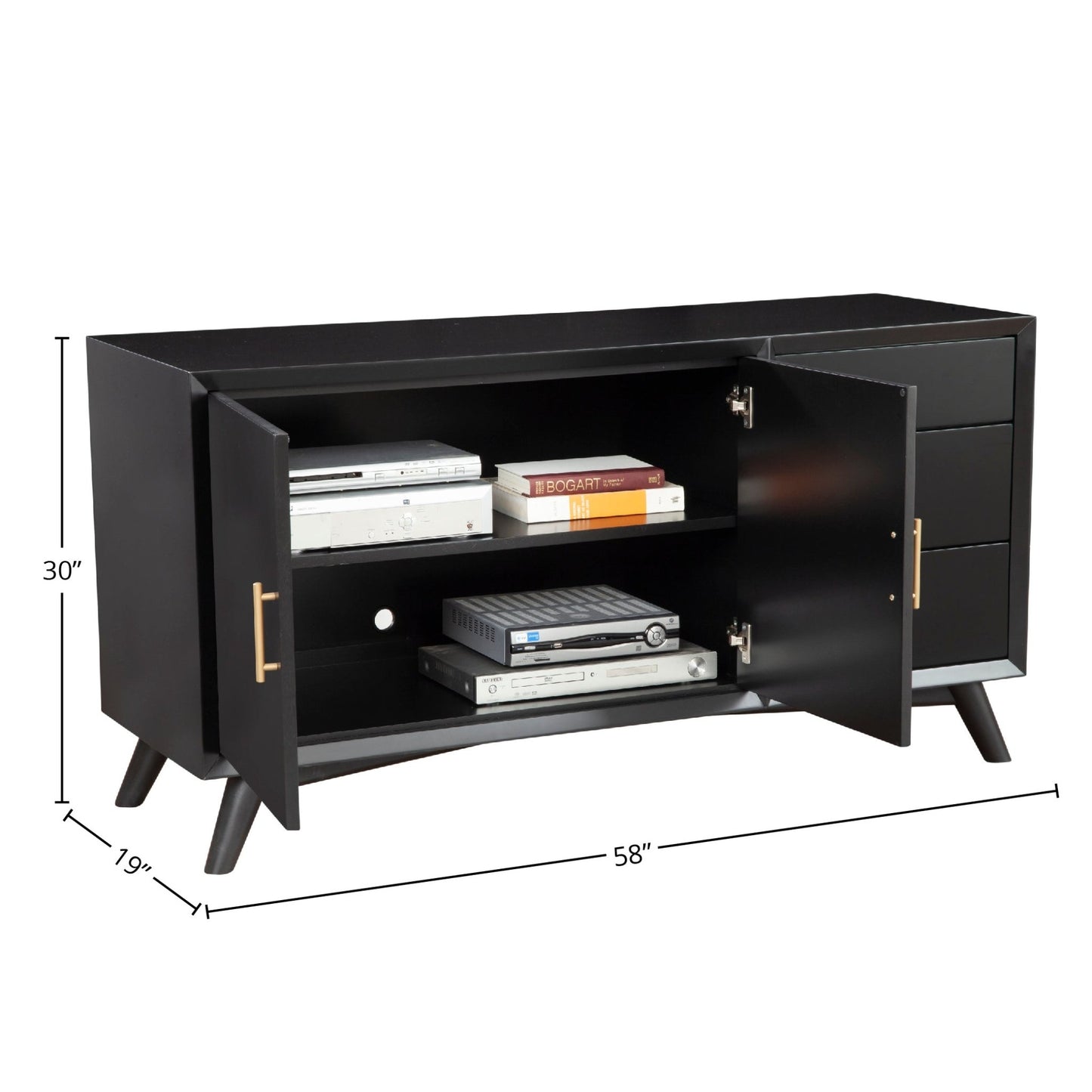 Flynn Sideboard, Black - Alpine Furniture