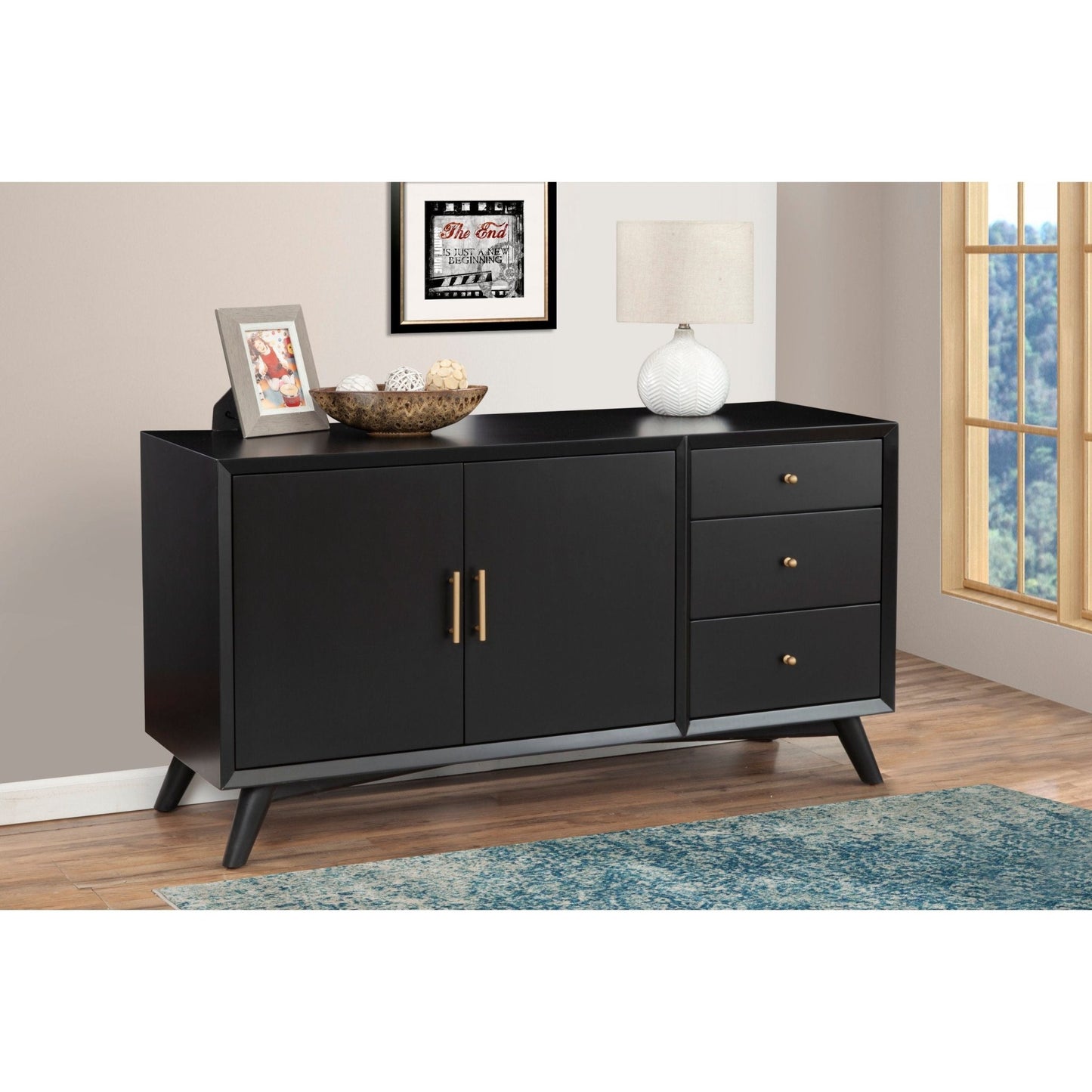 Flynn Sideboard, Black - Alpine Furniture