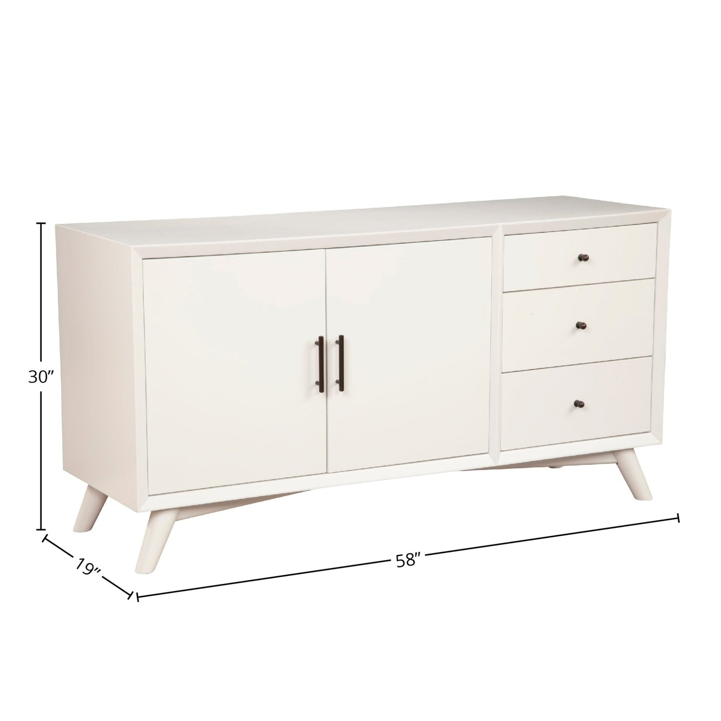 Flynn Sideboard, White - Alpine Furniture