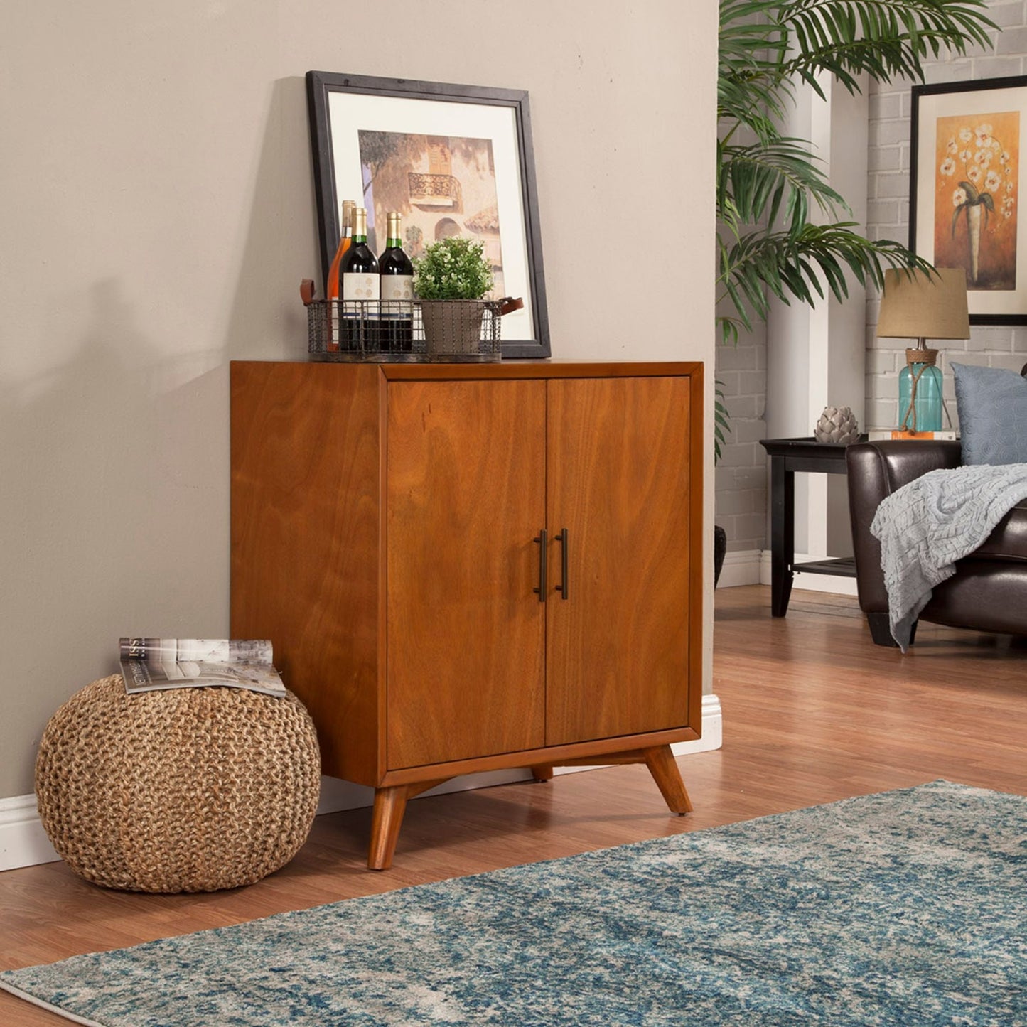 Flynn Small Bar Cabinet, Acorn - Alpine Furniture