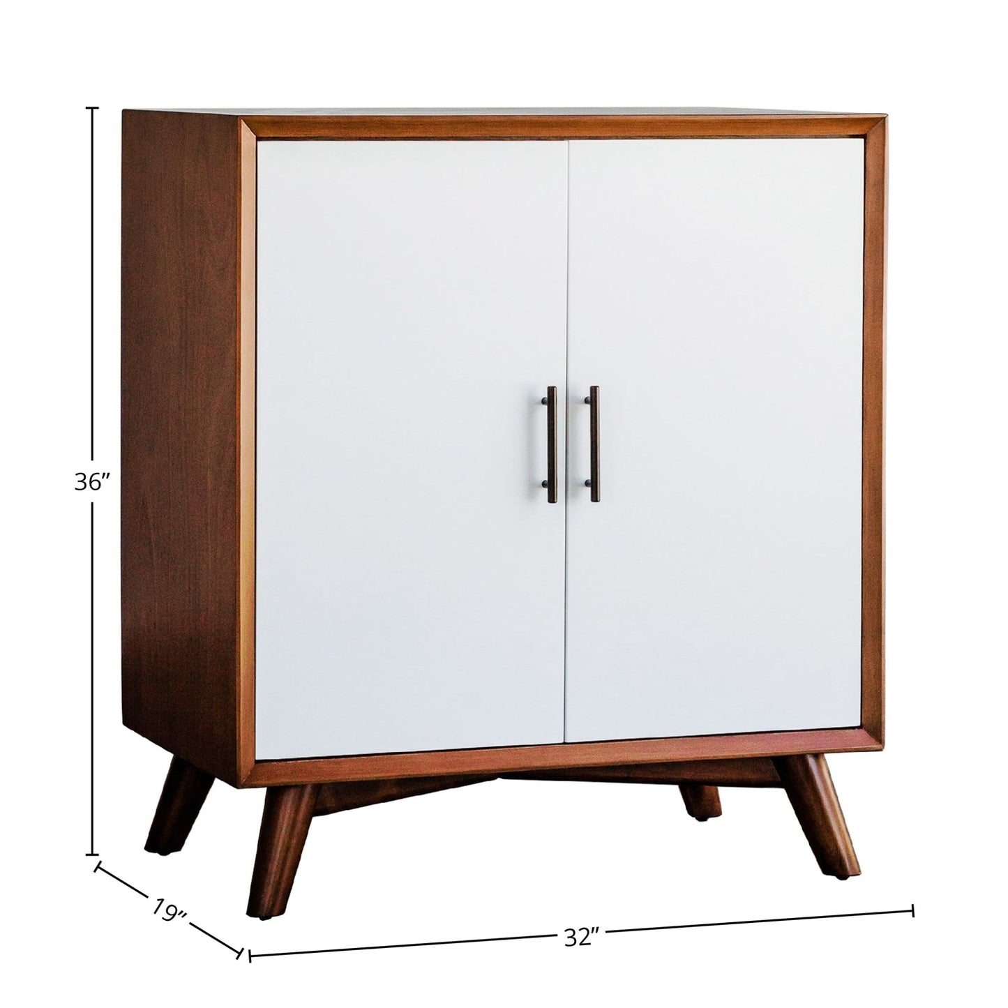 Flynn Small Bar Cabinet, Acorn/White - Alpine Furniture