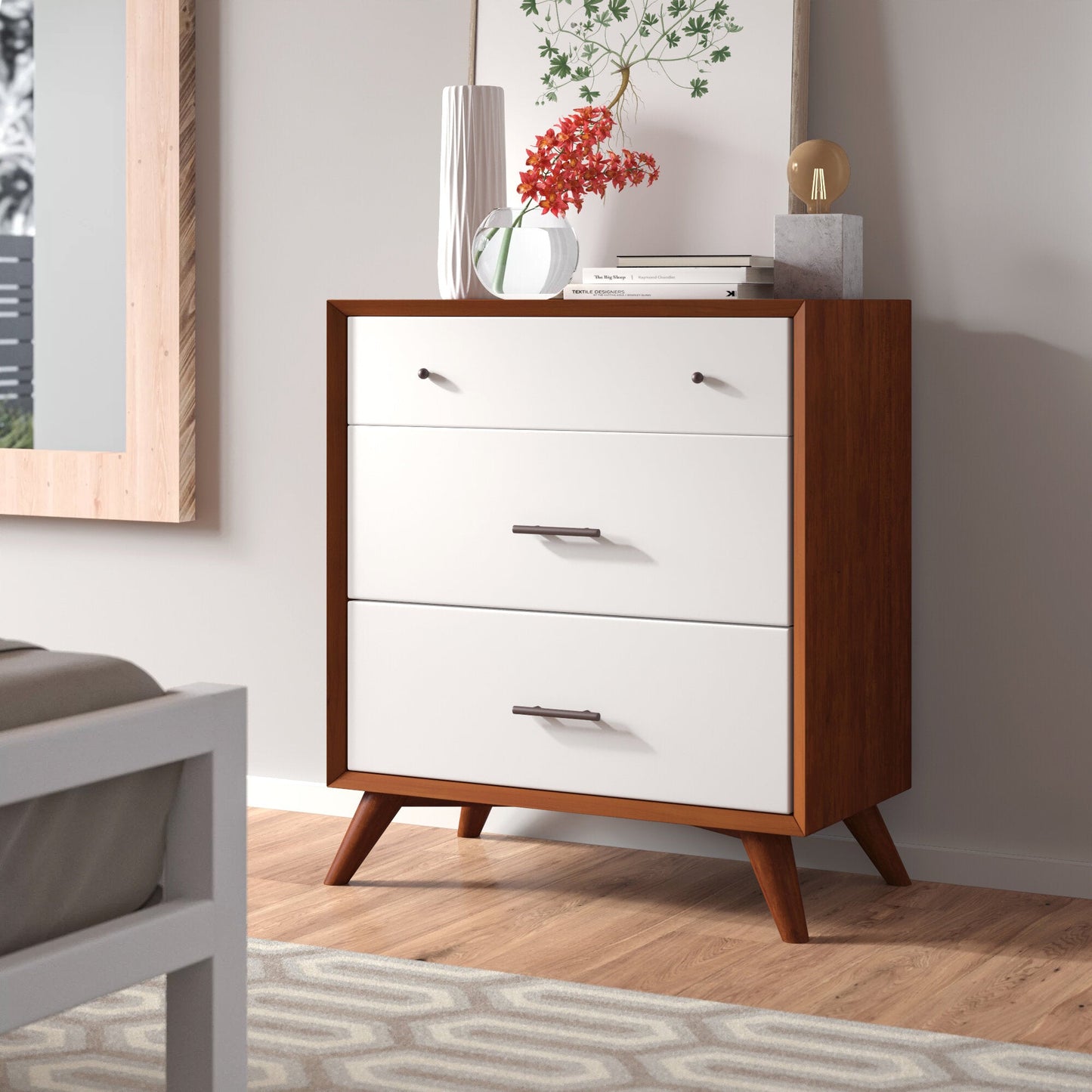 Flynn Small Chest, Acorn & White - Alpine Furniture