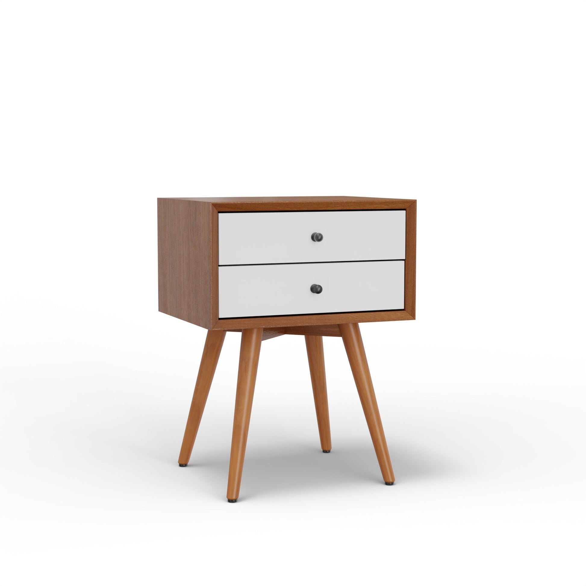 Flynn Small Nightstand, Two Tone (Acorn & White) - Alpine Furniture