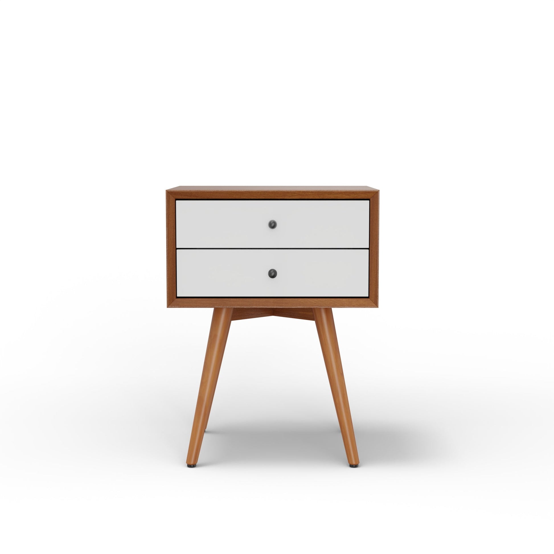 Flynn Small Nightstand, Two Tone (Acorn & White) - Alpine Furniture