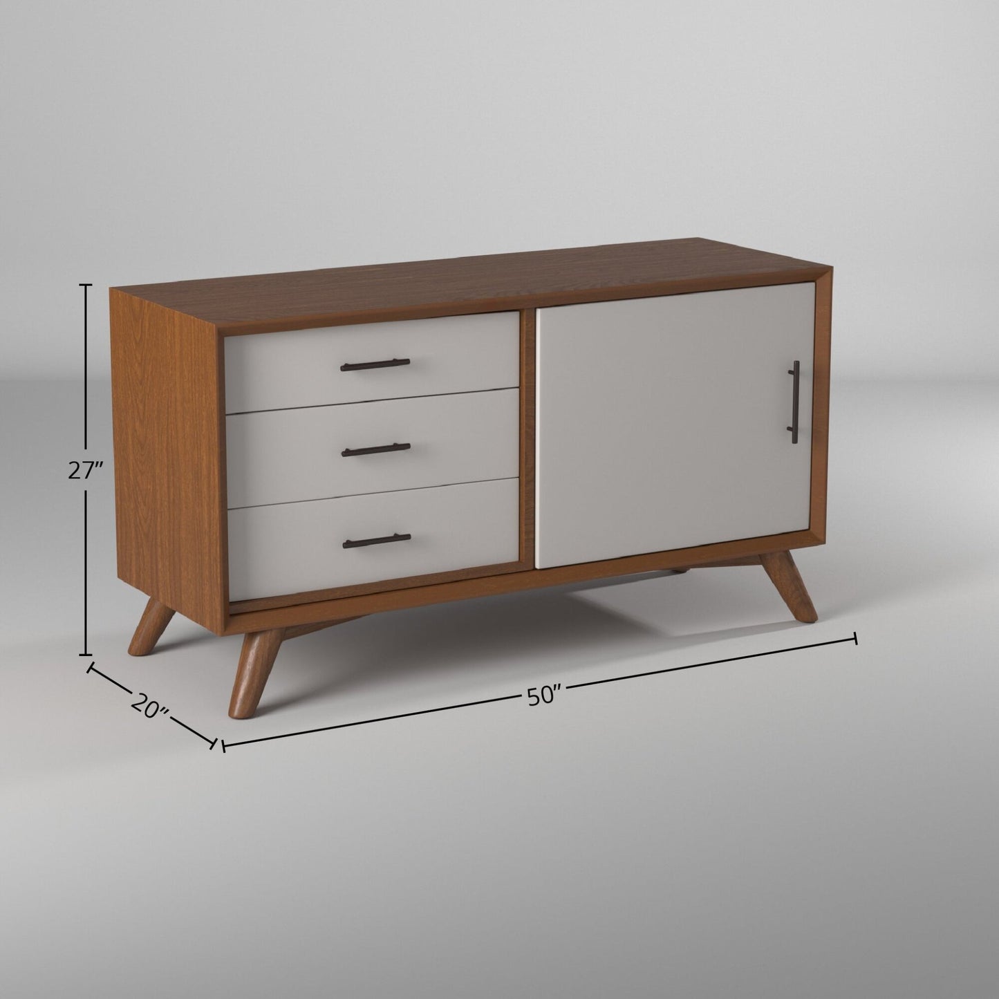 Flynn Small TV Console, Acorn/White - Alpine Furniture