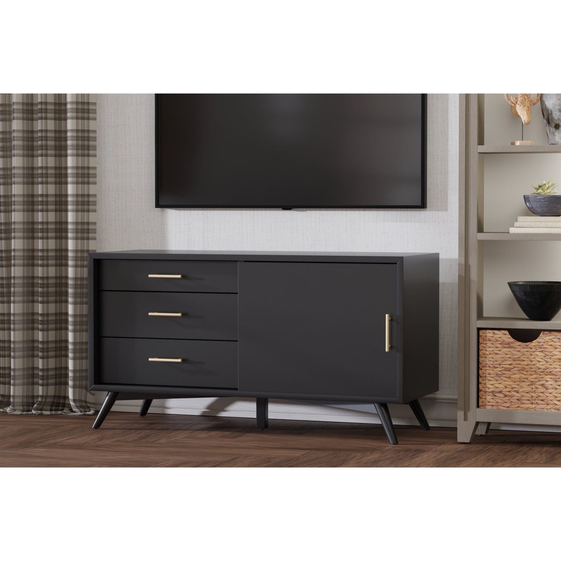 Flynn Small TV Console, Black - Alpine Furniture