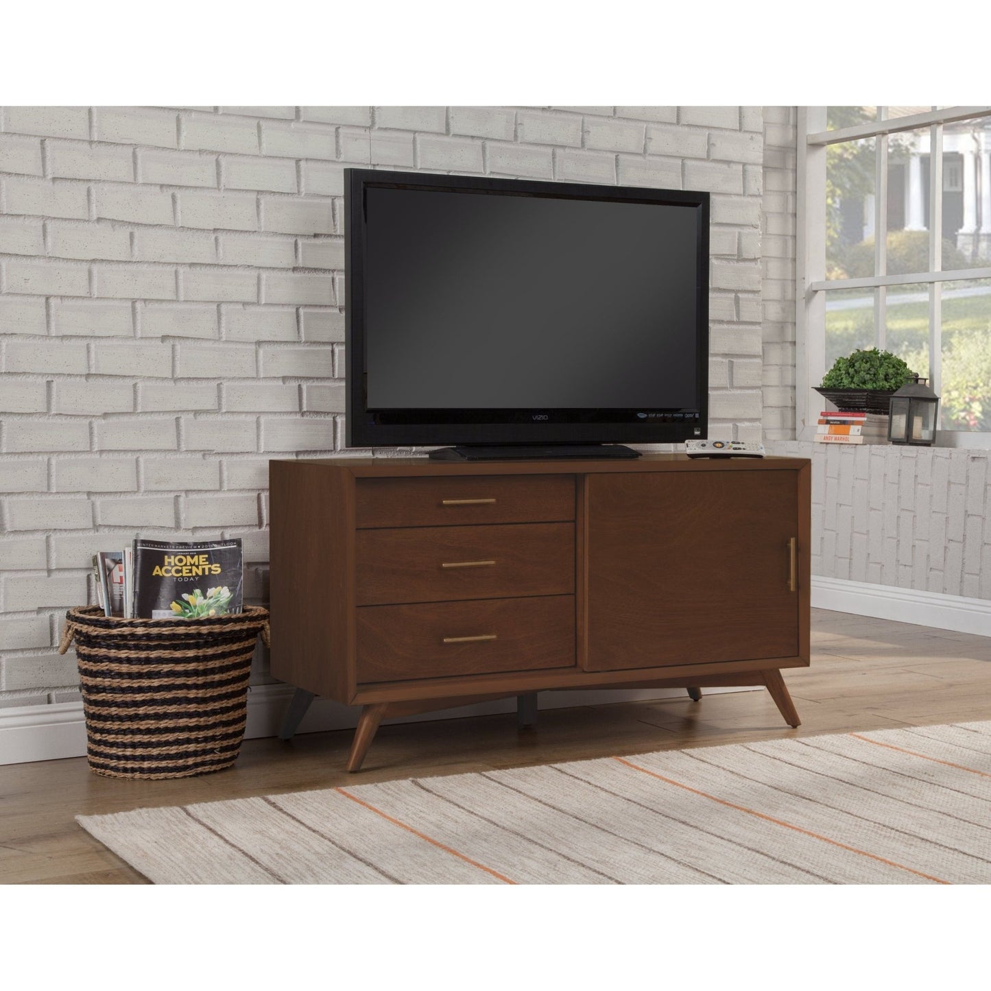 Flynn Small TV Console, Walnut - Alpine Furniture