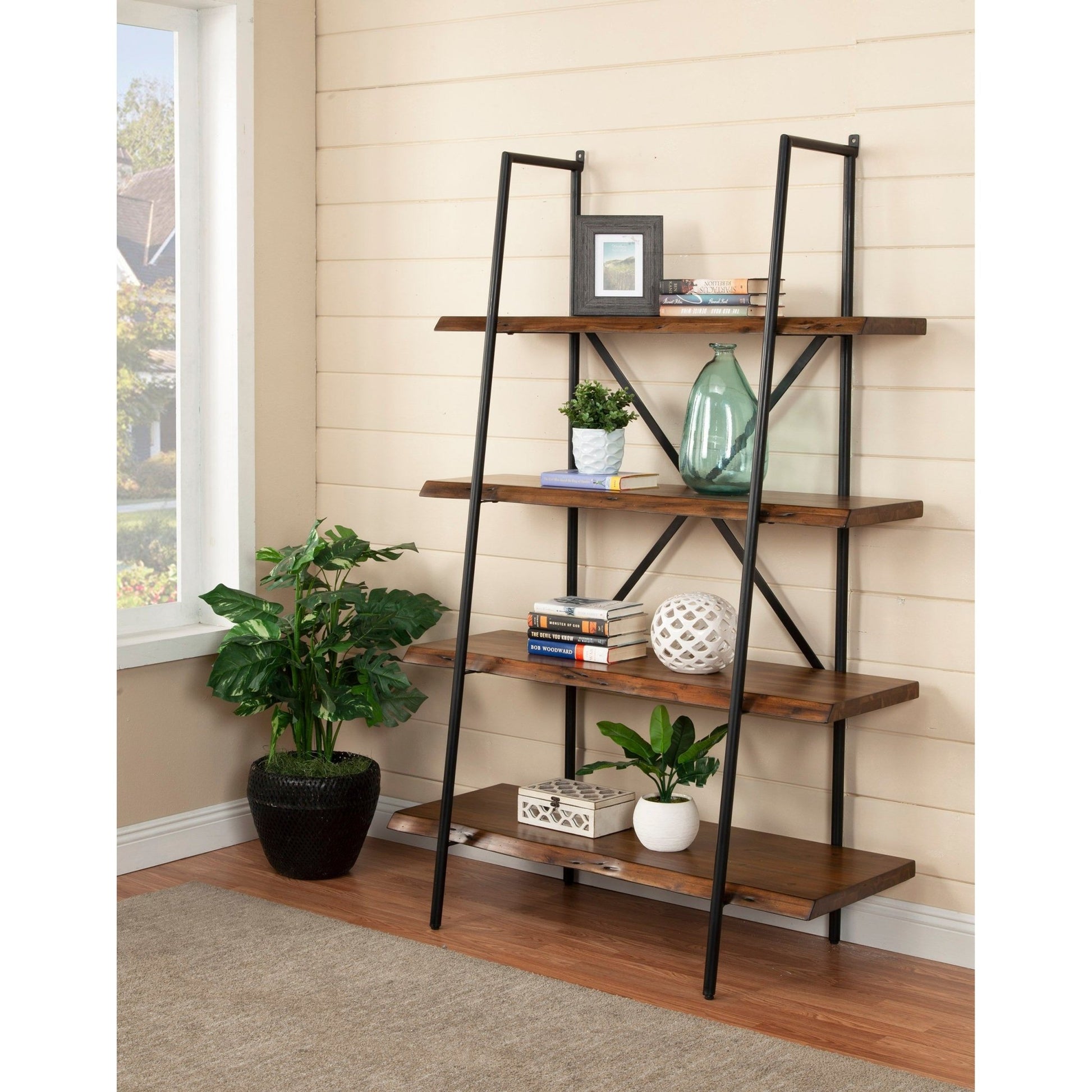 Live Edge Bookshelf, Light Walnut - Alpine Furniture