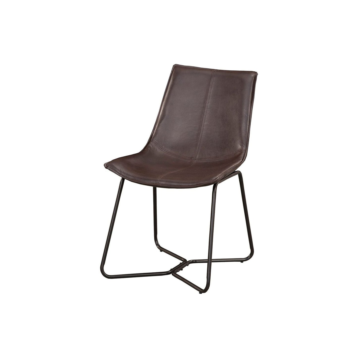 Live Edge Leather Chairs, Dark Brown - Alpine Furniture