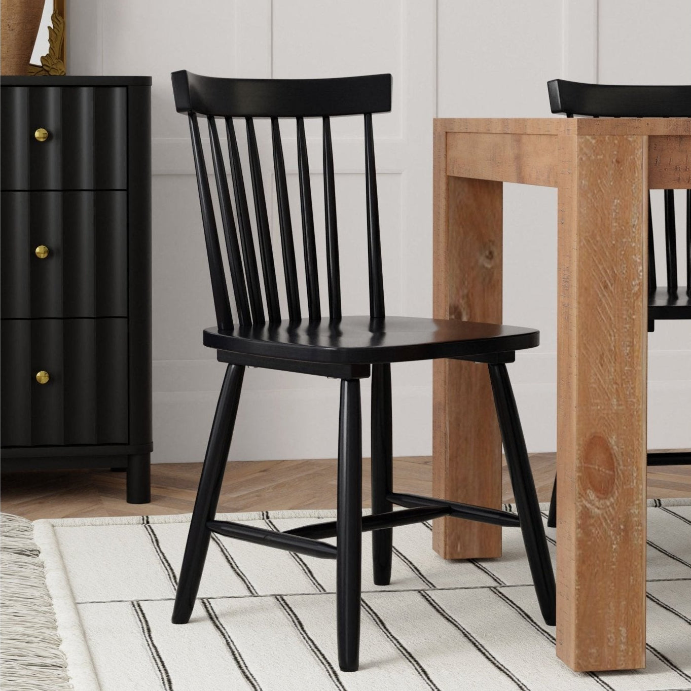 Lyra Set of 2 Windsor Chairs, Black - Alpine Furniture