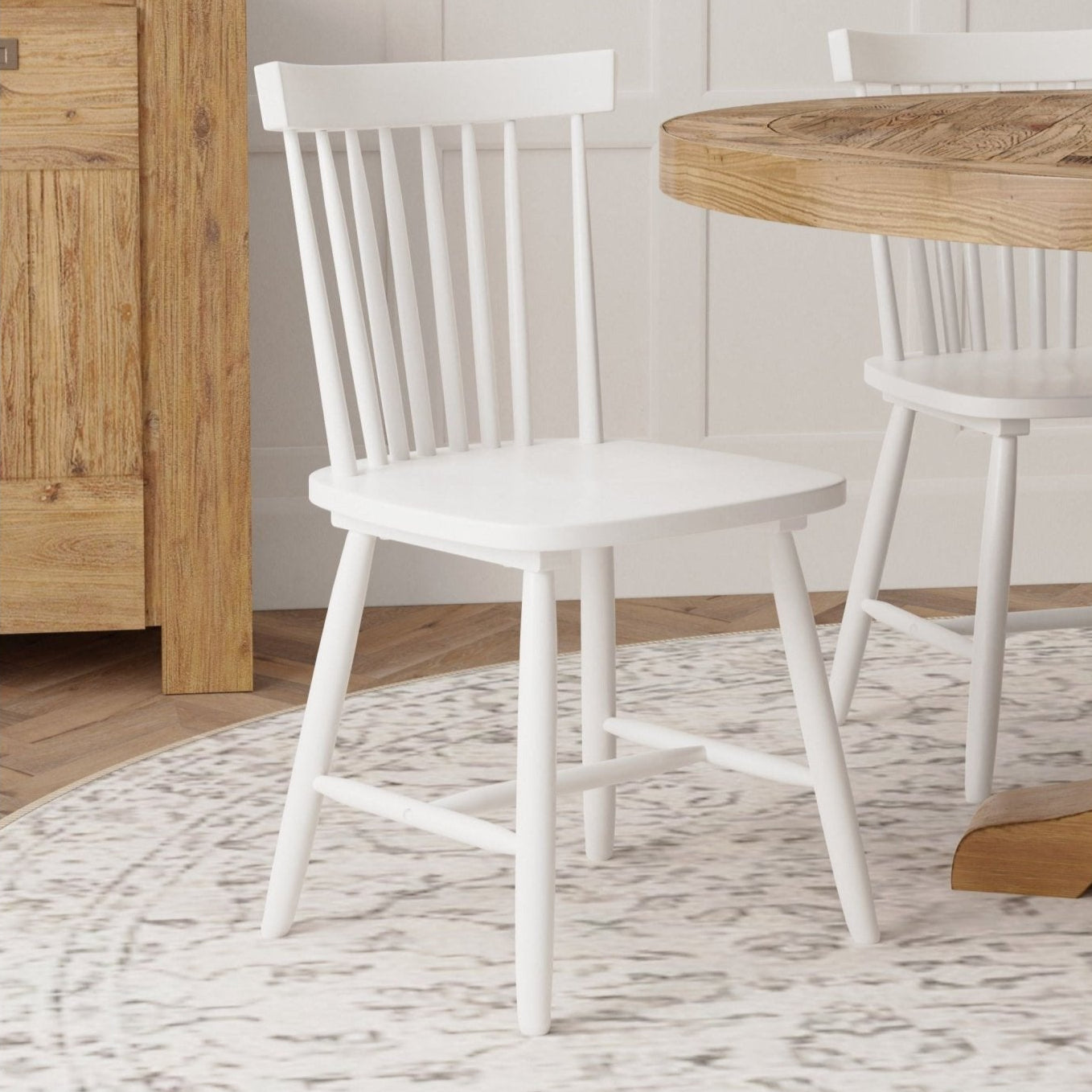 Lyra Set of 2 Windsor Chairs, White - Alpine Furniture