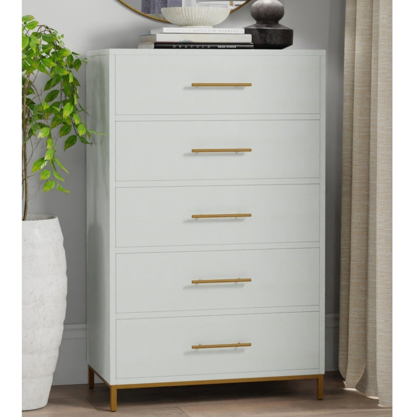 Madelyn Five Drawer Chest, White - Alpine Furniture