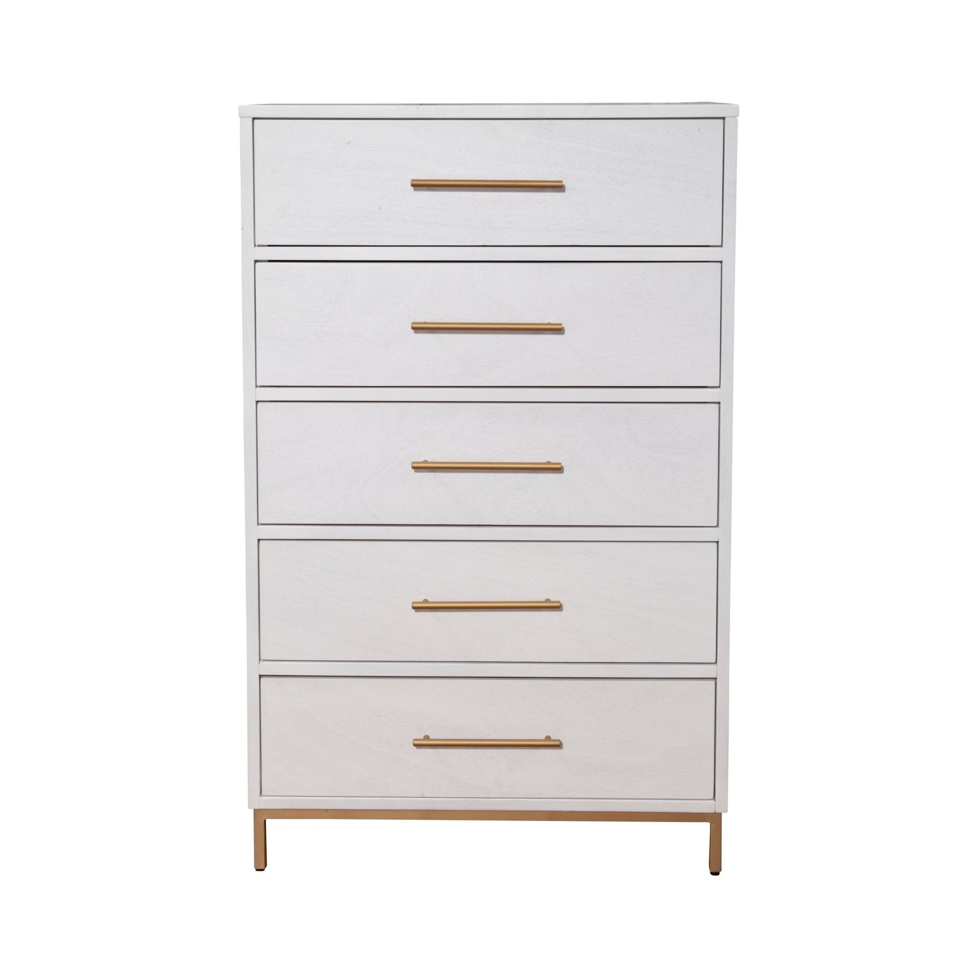Madelyn Five Drawer Chest, White - Alpine Furniture