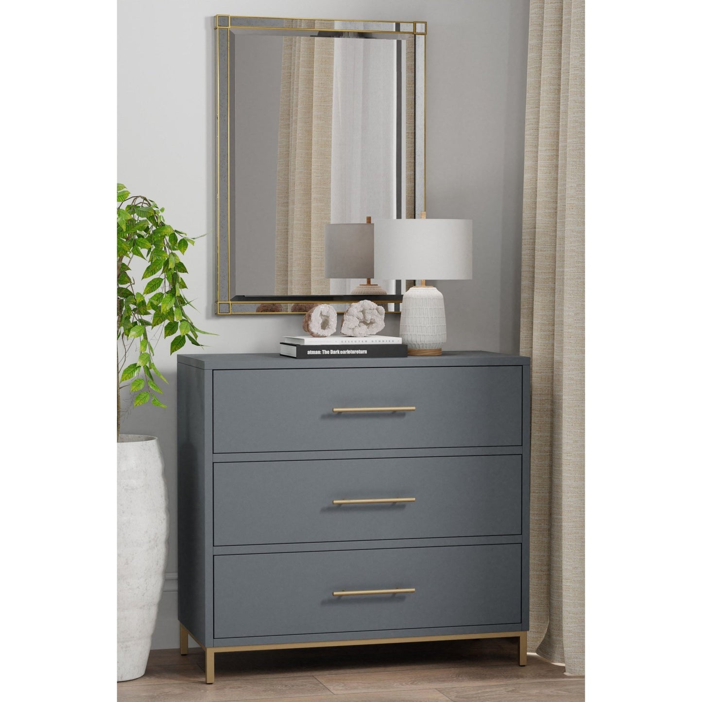 Madelyn Three Drawer Small Chest, Slate Gray - Alpine Furniture