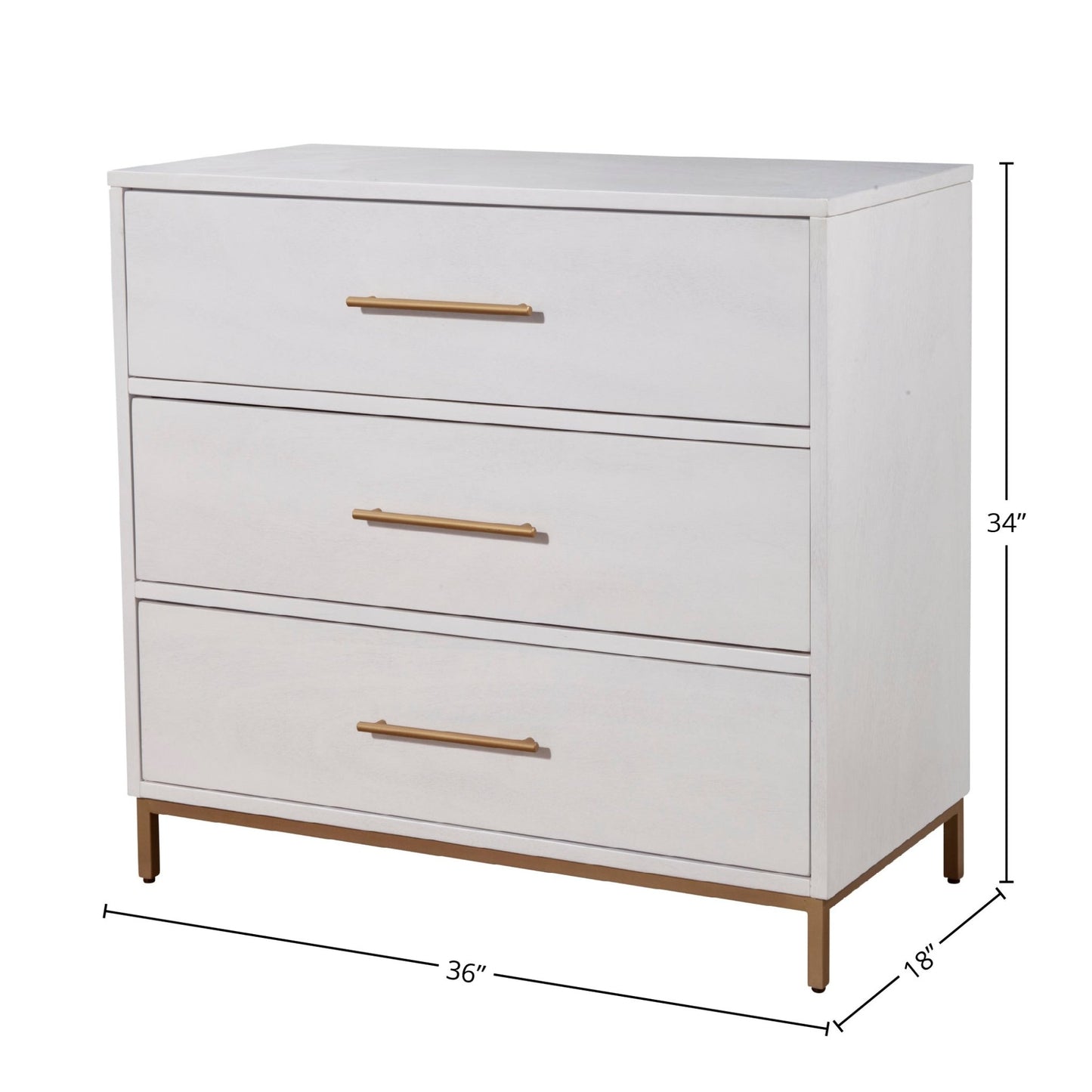 Madelyn Three Drawer Small Chest, White - Alpine Furniture