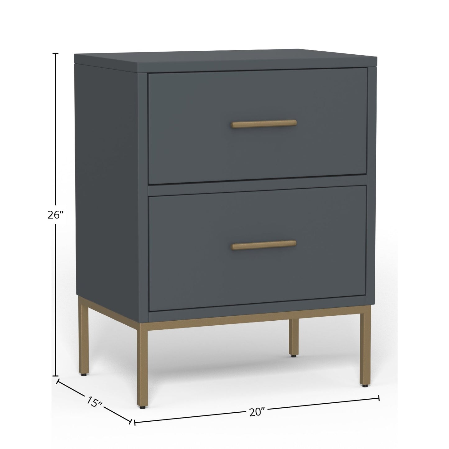 Madelyn Two Drawer Nightstand, Slate Gray - Alpine Furniture